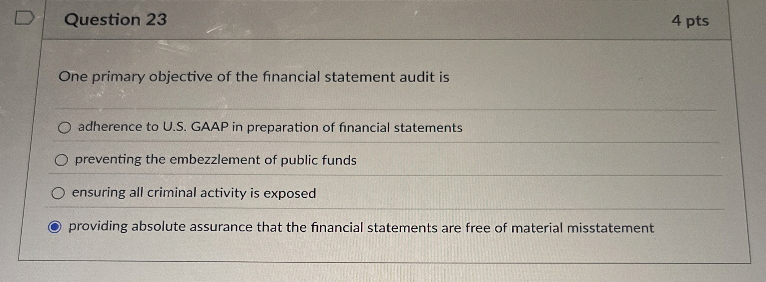 Question 2 3 One primary objective of the