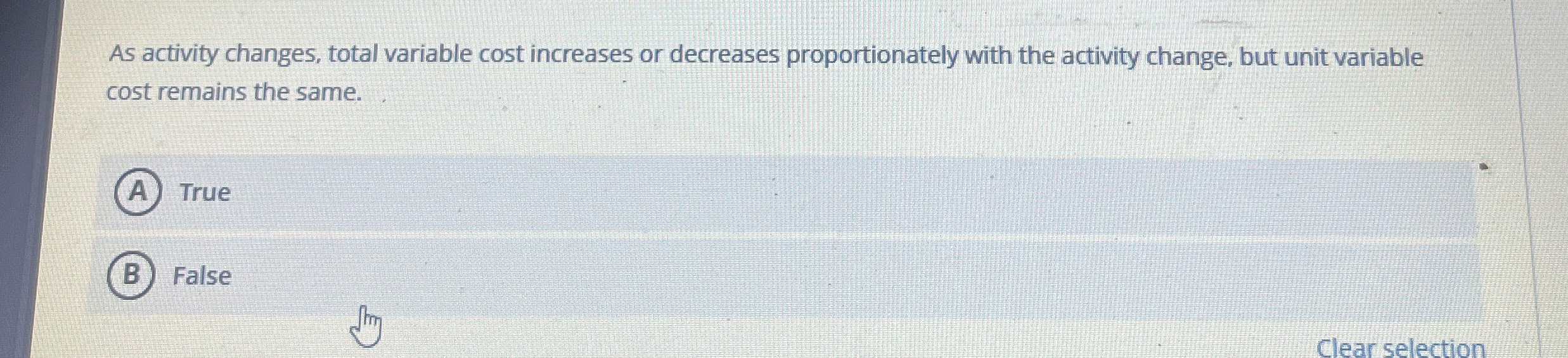 As activity changes, total variable cost