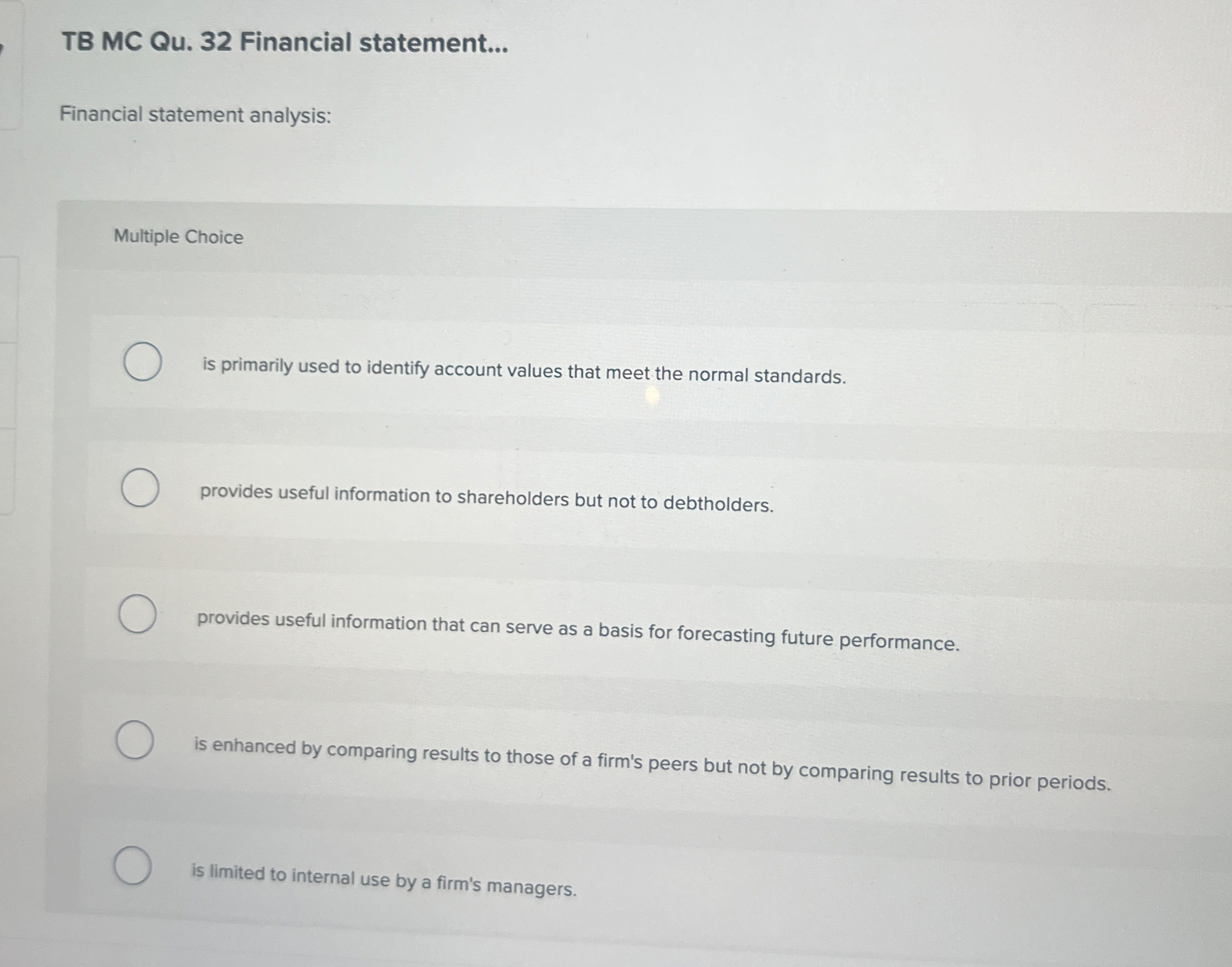 TB MC Qu . 3 2 Financial statement... Financial