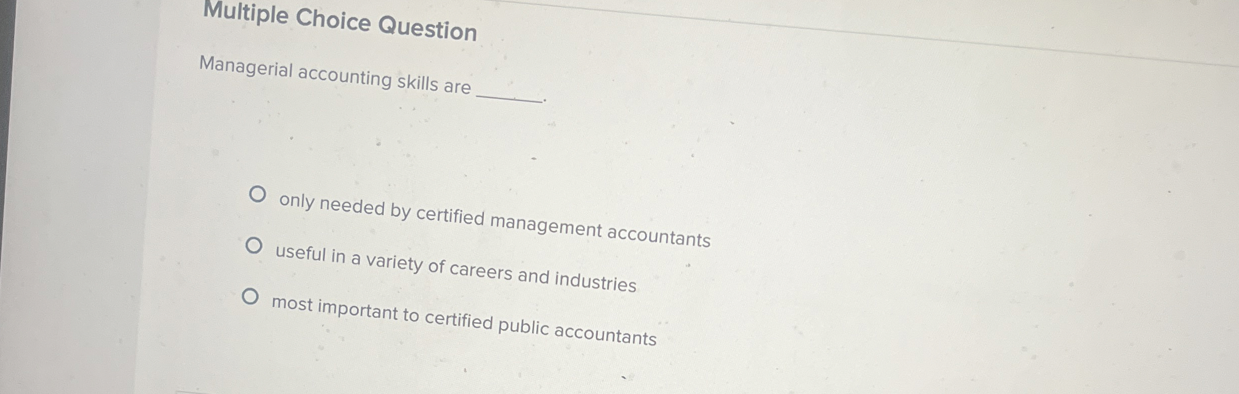 Multiple Choice Question Managerial accounting