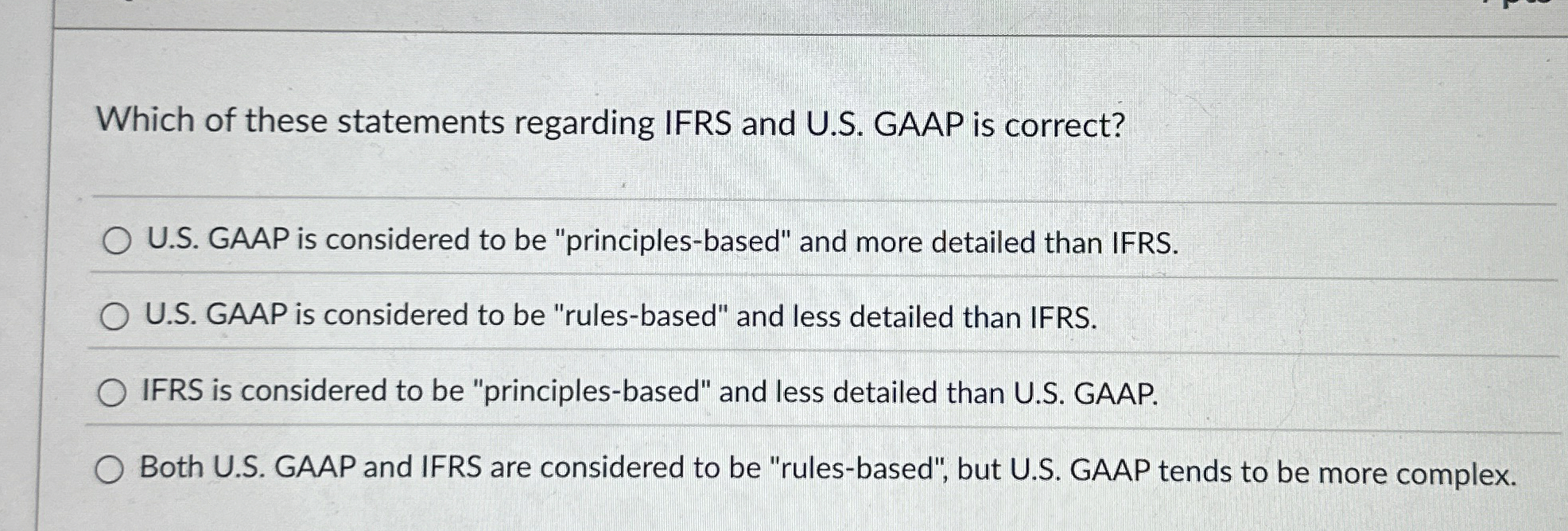 Which of these statements regarding IFRS and U .