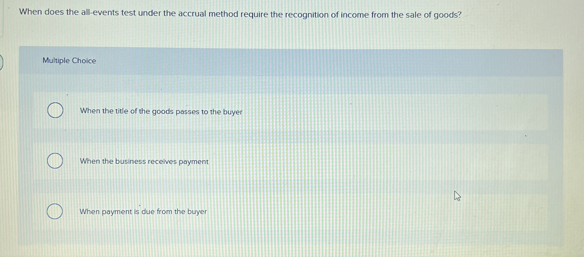 When does the all - events test under the accrual