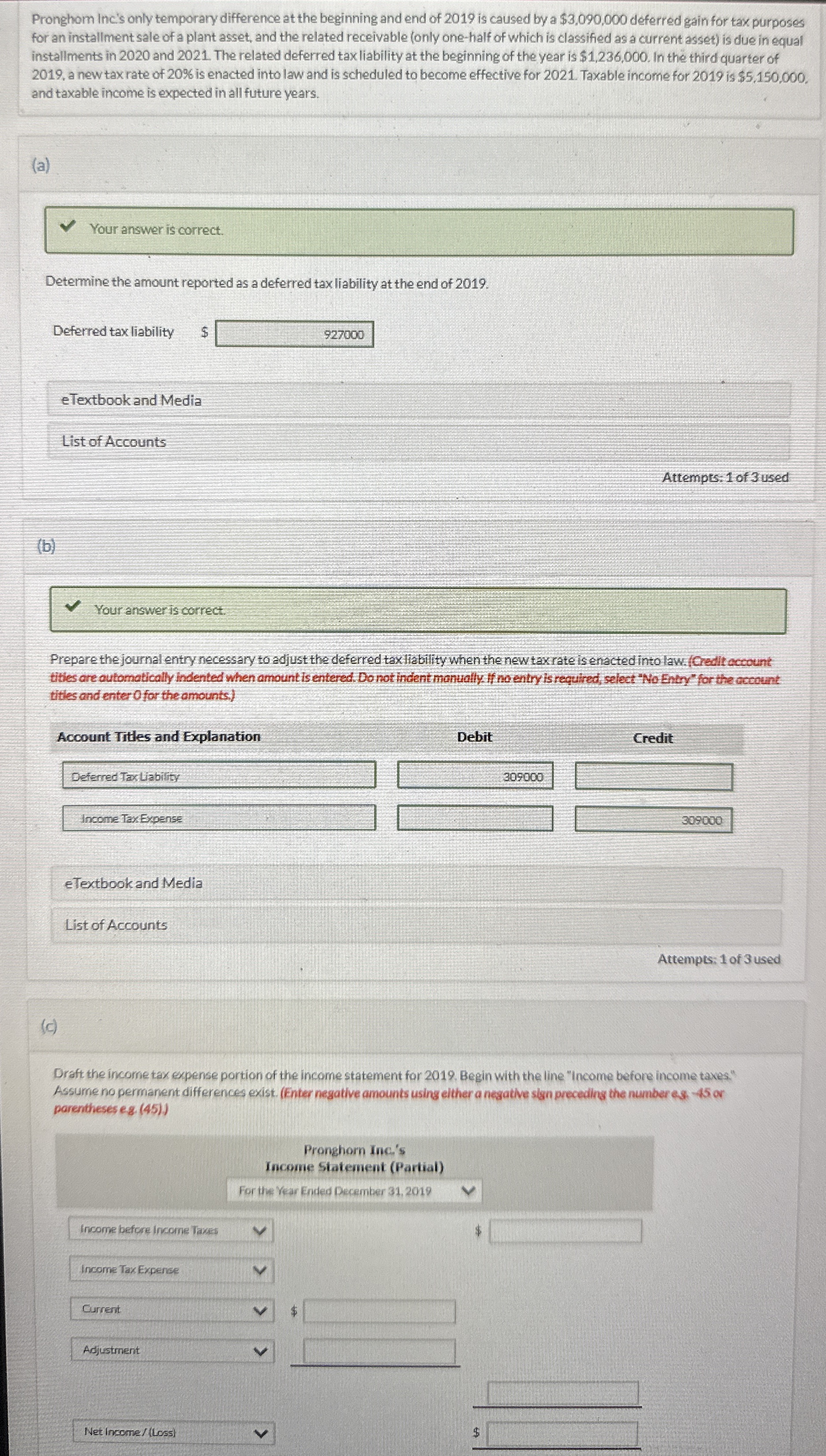 Pronghom Inc's only temporary difference at the