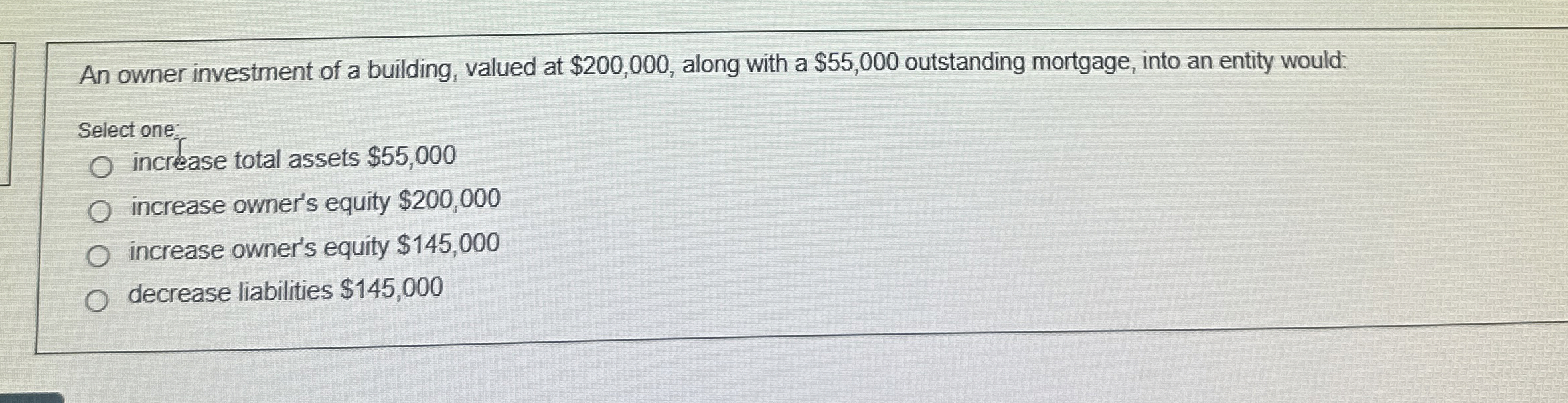 An owner investment of a building, valued at $ 2