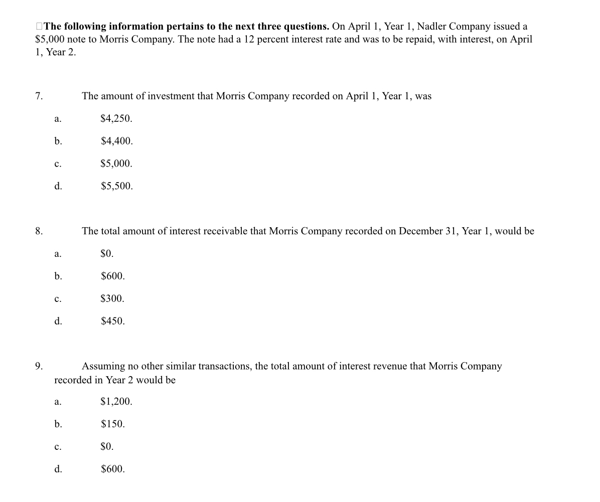 The following information pertains to the next