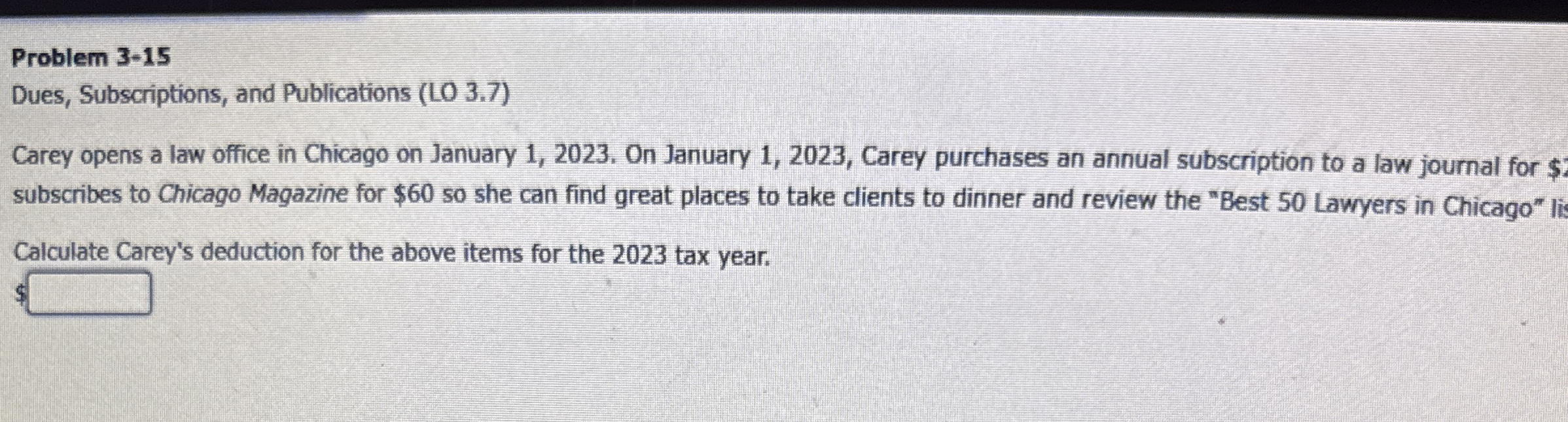 Problem 3 - 1 5 Dues, Subscriptions, and
