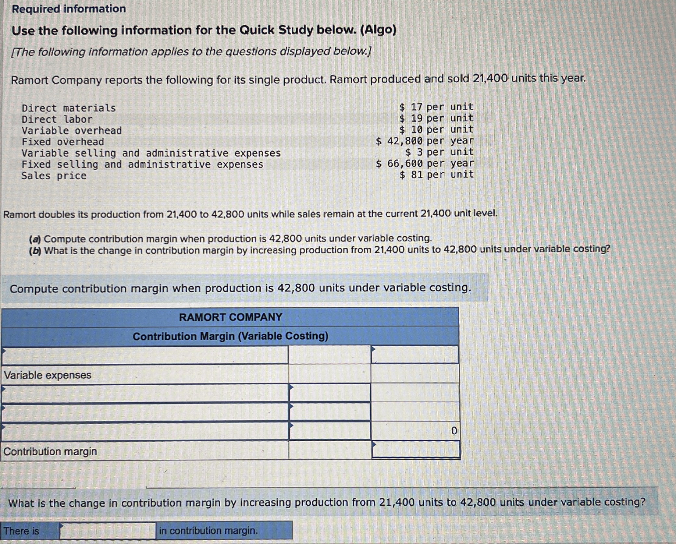 Required information Use the following