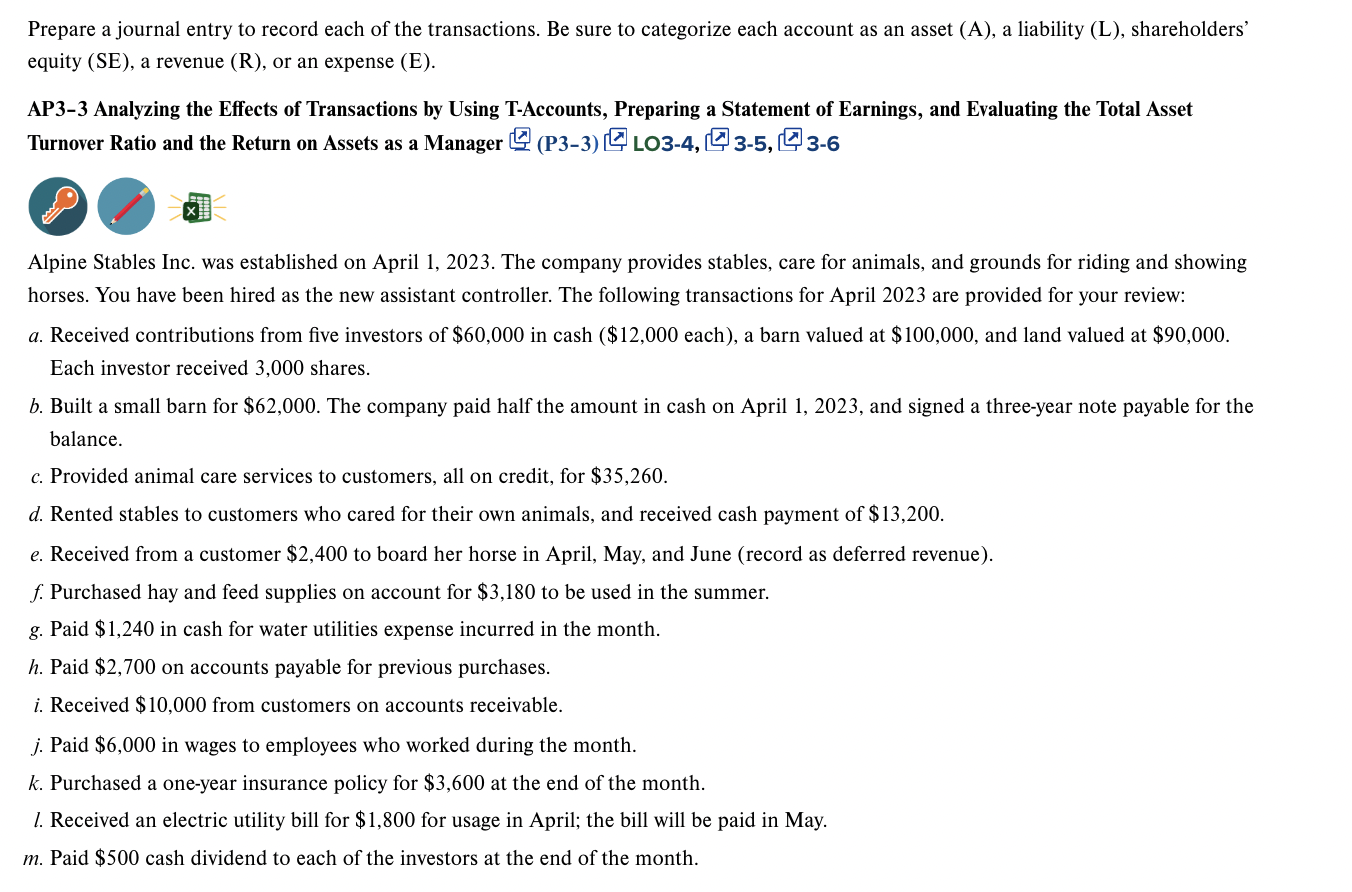 Prepare a journal entry to record each of the