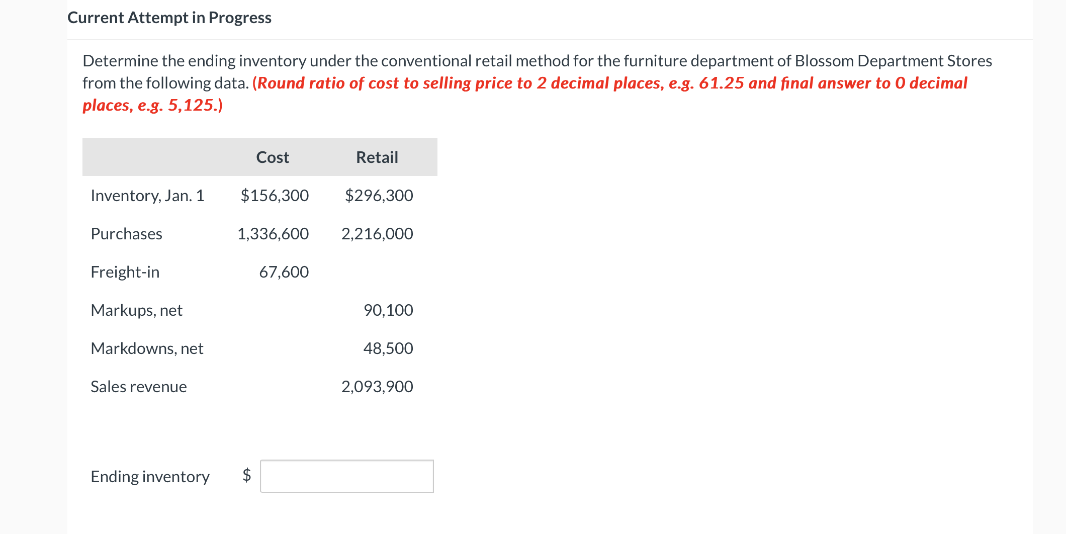 Current Attempt in Progress Determine the ending