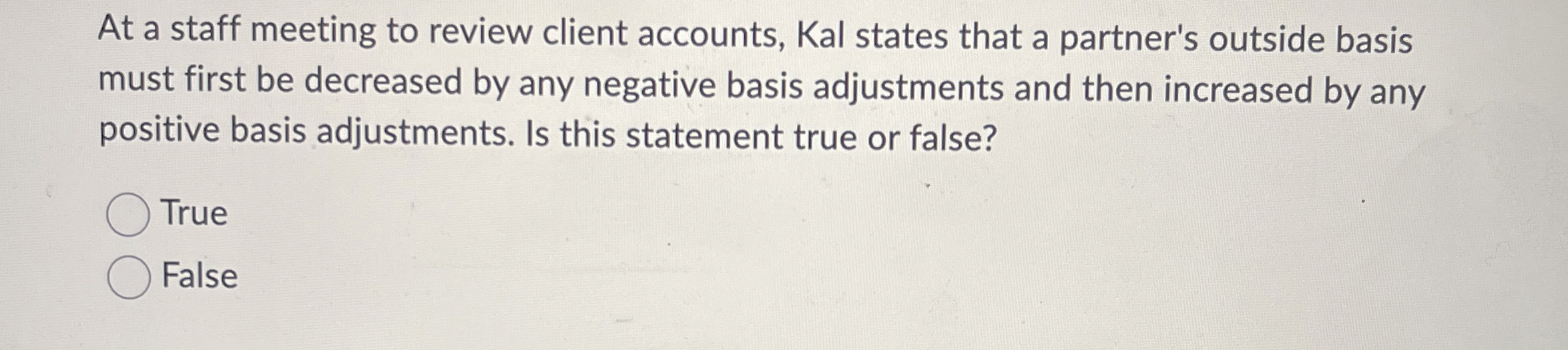 At a staff meeting to review client accounts, Kal