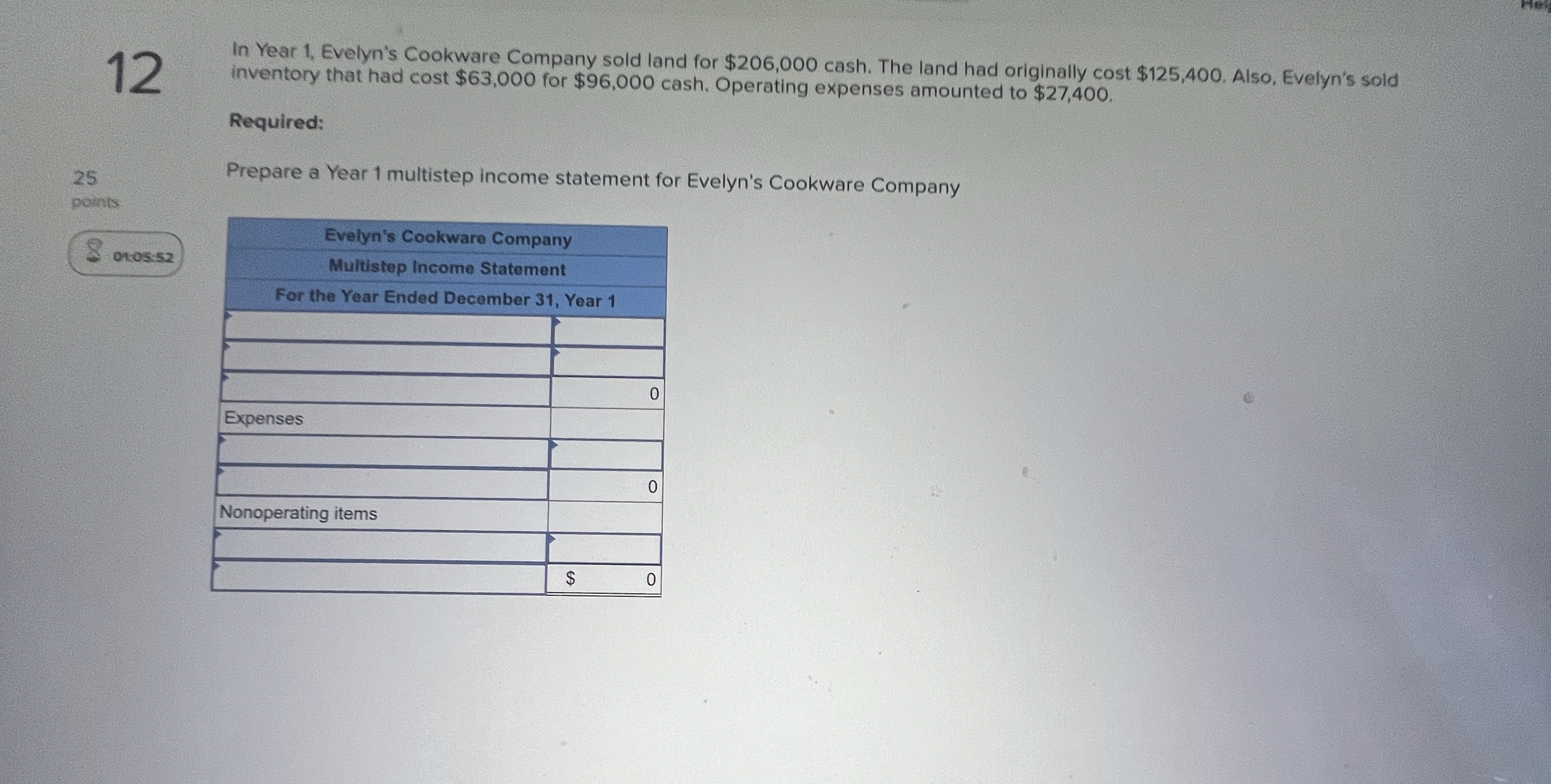 1 2 In Year 1 , Evelyn's Cookware Company sold