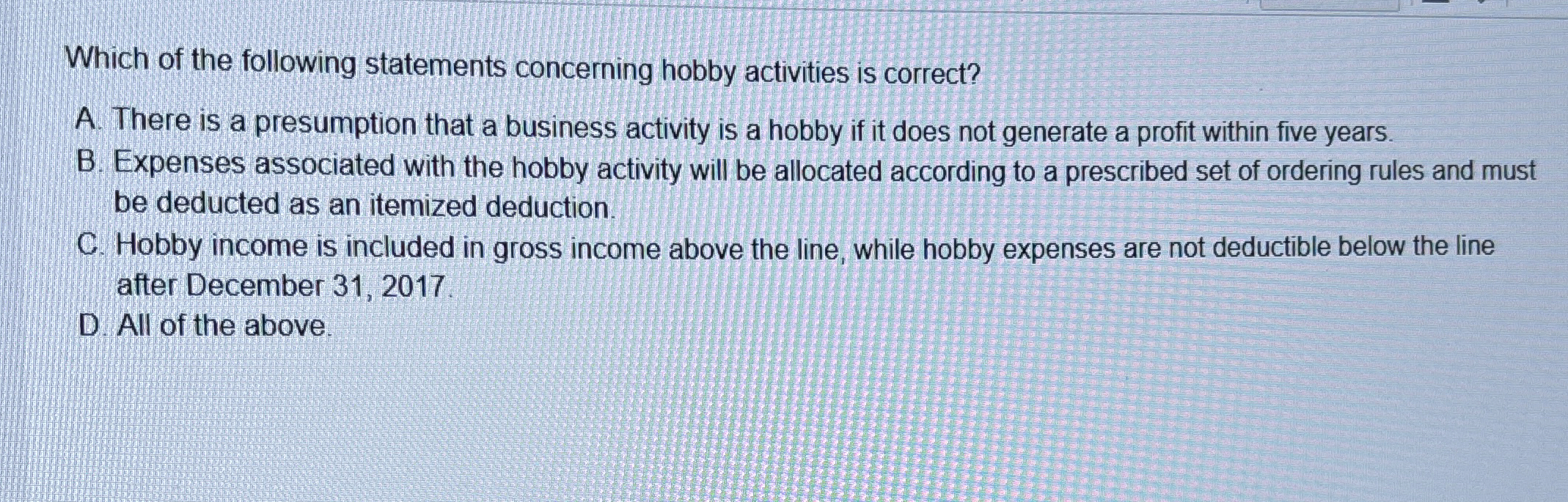 Which of the following statements concerning