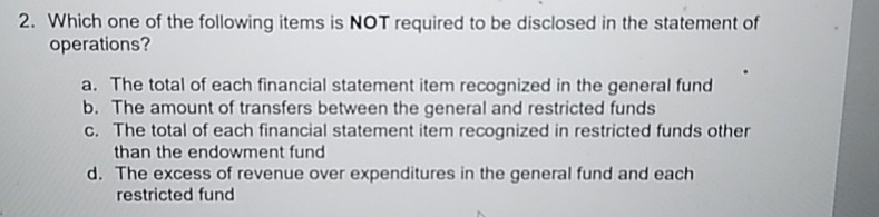 Which one of the following items is NOT required