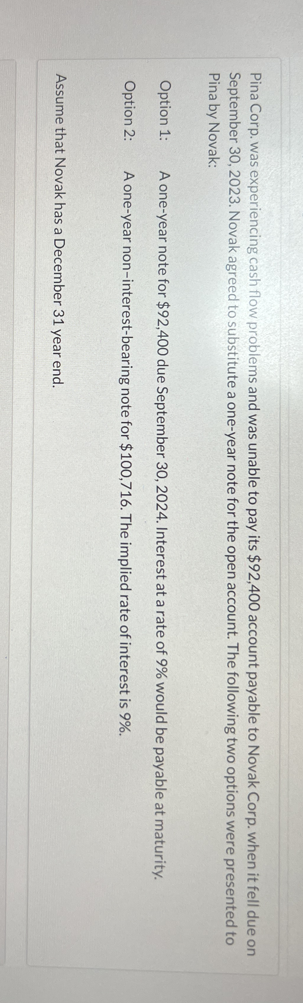 Pina Corp. was experiencing cash flow problems