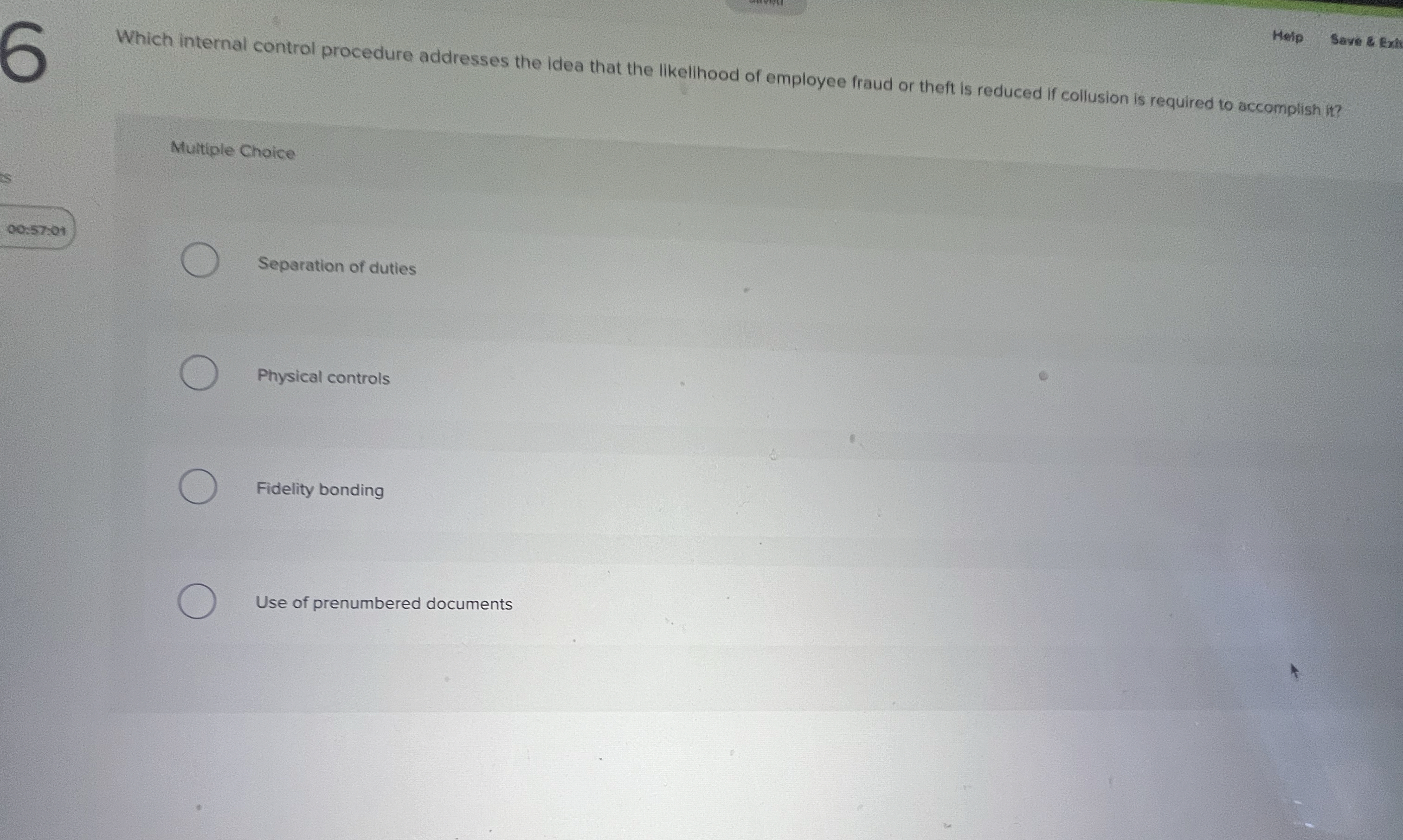 Hoto Savi & exit Which internal control procedure