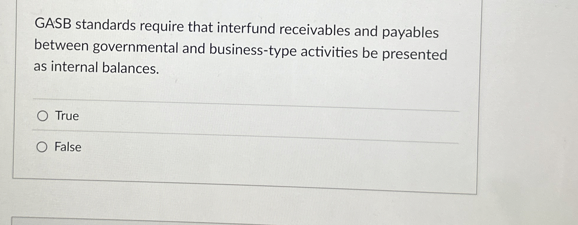 GASB standards require that interfund receivables