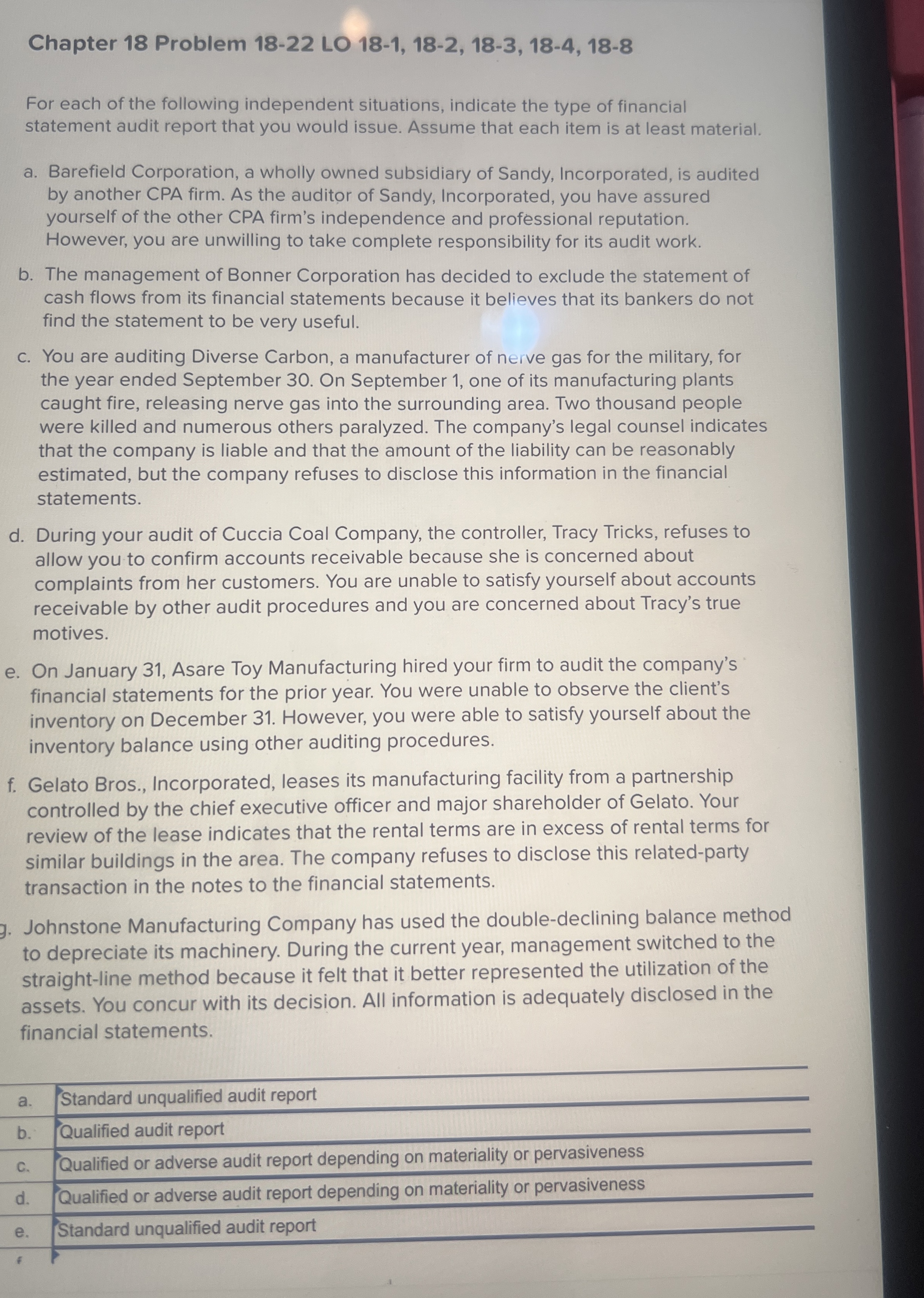 Chapter 1 8 Problem 1 8 - 2 2 LO 1 8 - 1 , 1 8 -