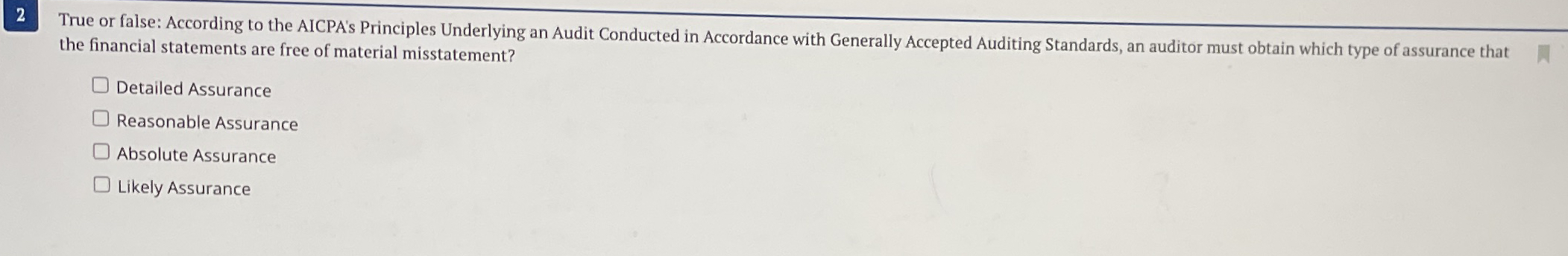 2 True or false: According to the AICPA's