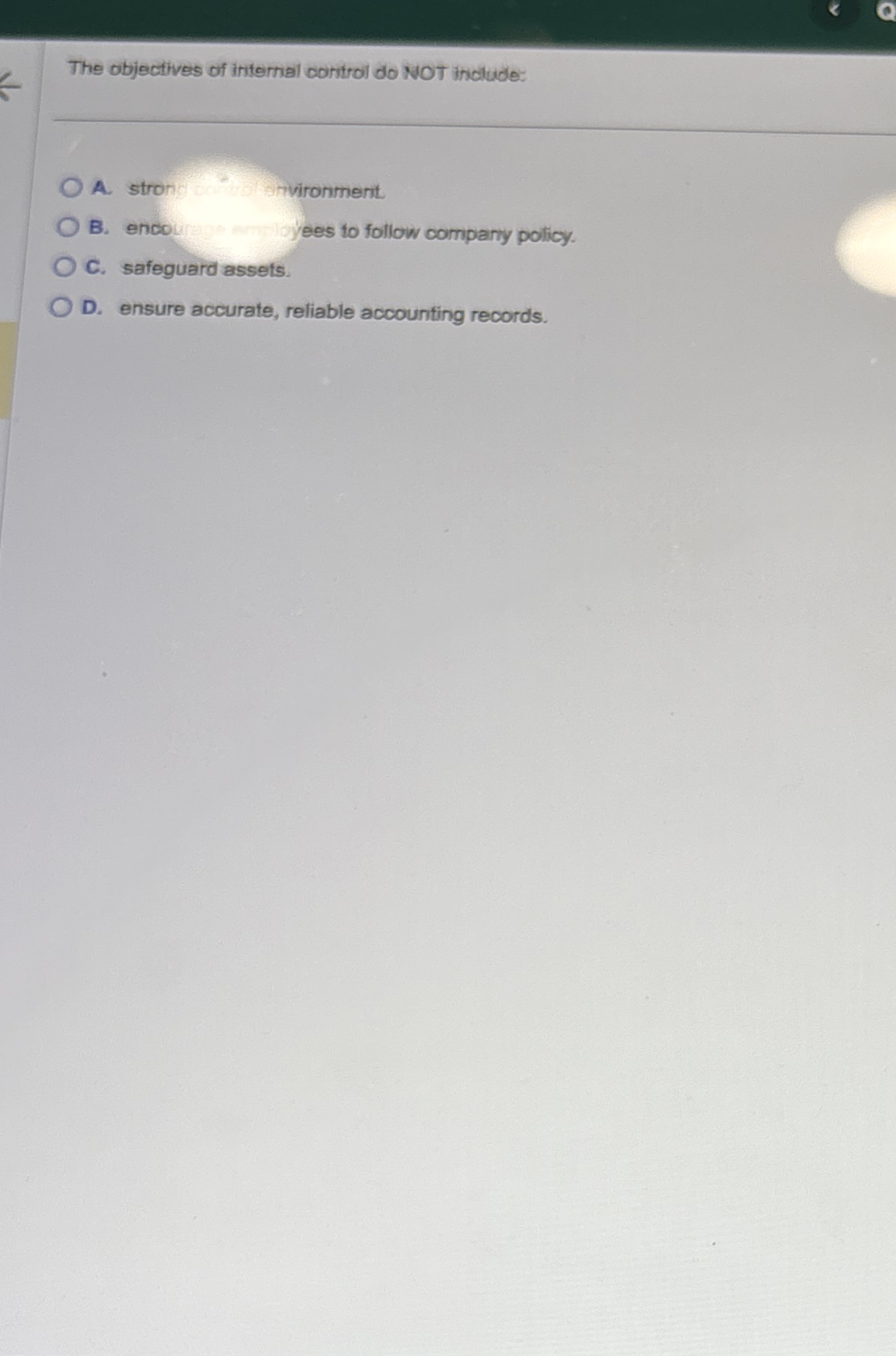 The objectives of internal control do NOT