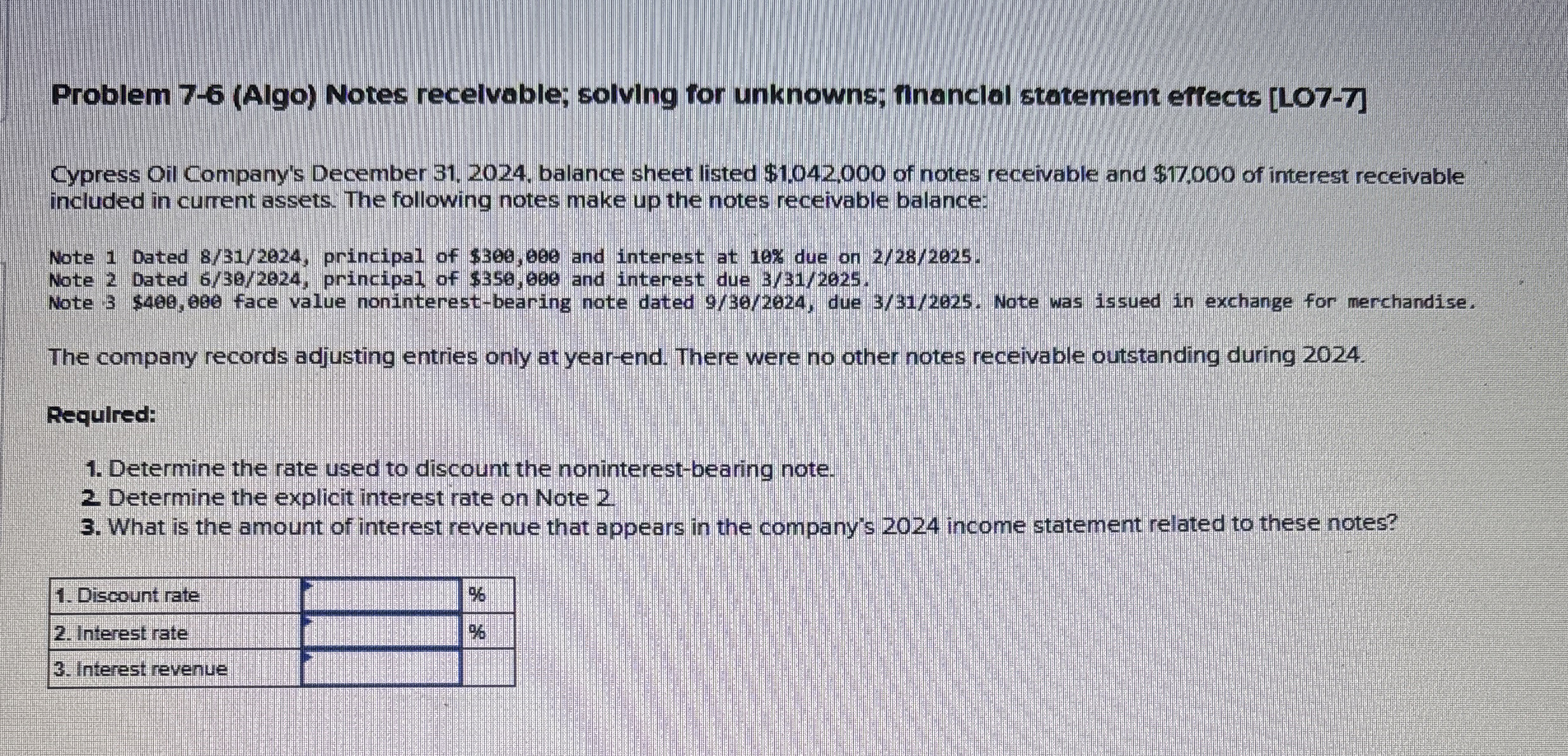 Problem 7 - 6 ( Algo ) Notes recelvable; solving