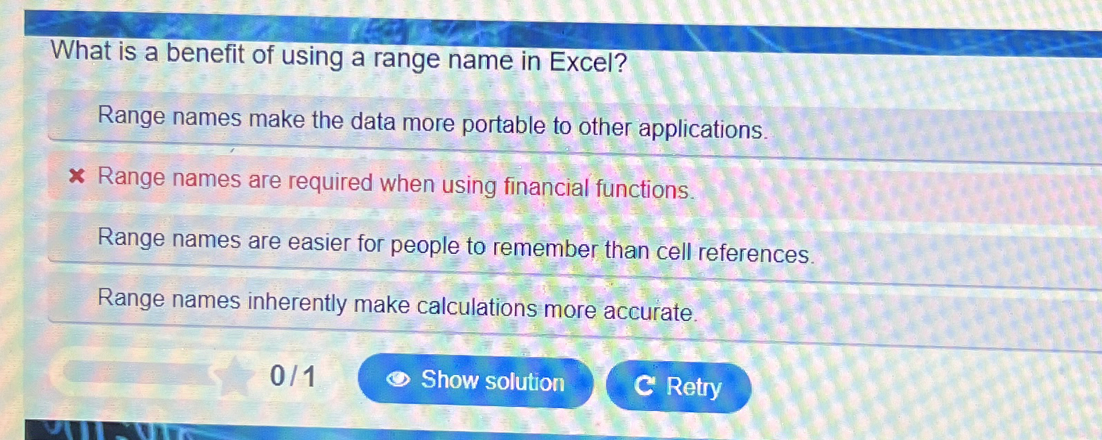 What is a benefit of using a range name in Excel?