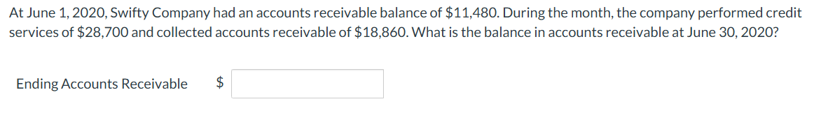 At June 1 , 2 0 2 0 , Swifty Company had an