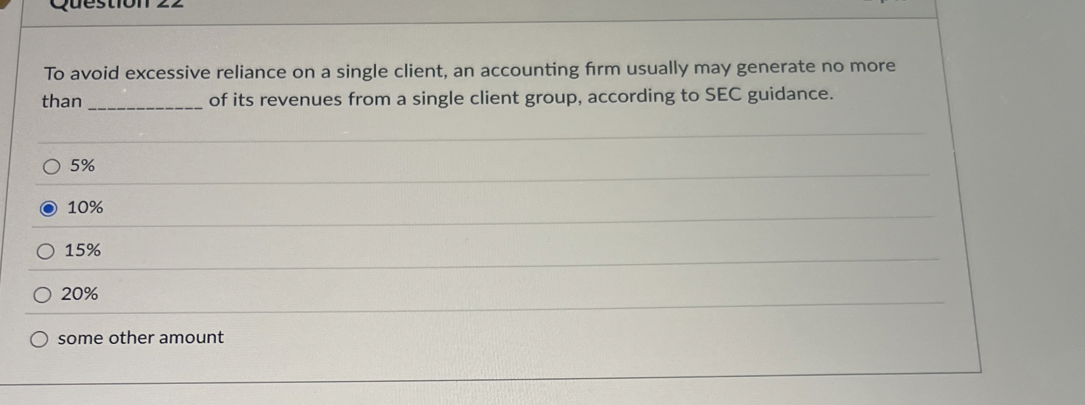 To avoid excessive reliance on a single client,