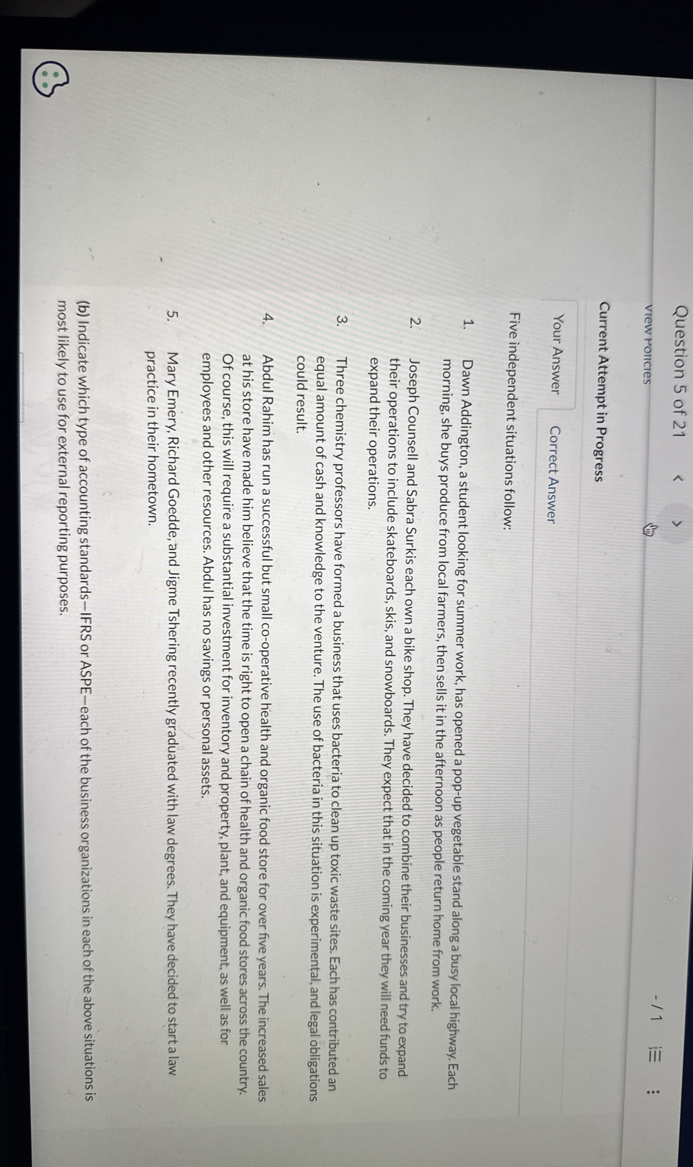 Question 5 of 2 1 view Pollcies Current Attempt