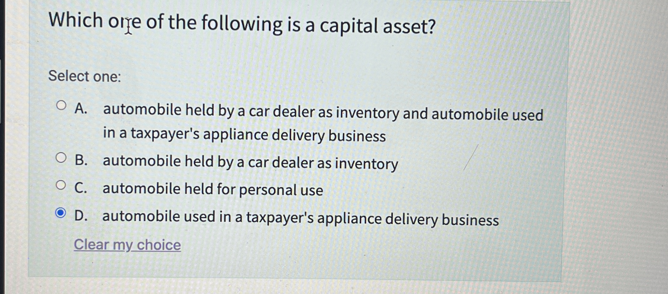 Which ore of the following is a capital asset?