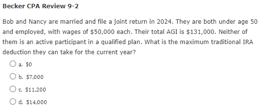 Becker CPA Review 9 - 2 Bob and Nancy are married