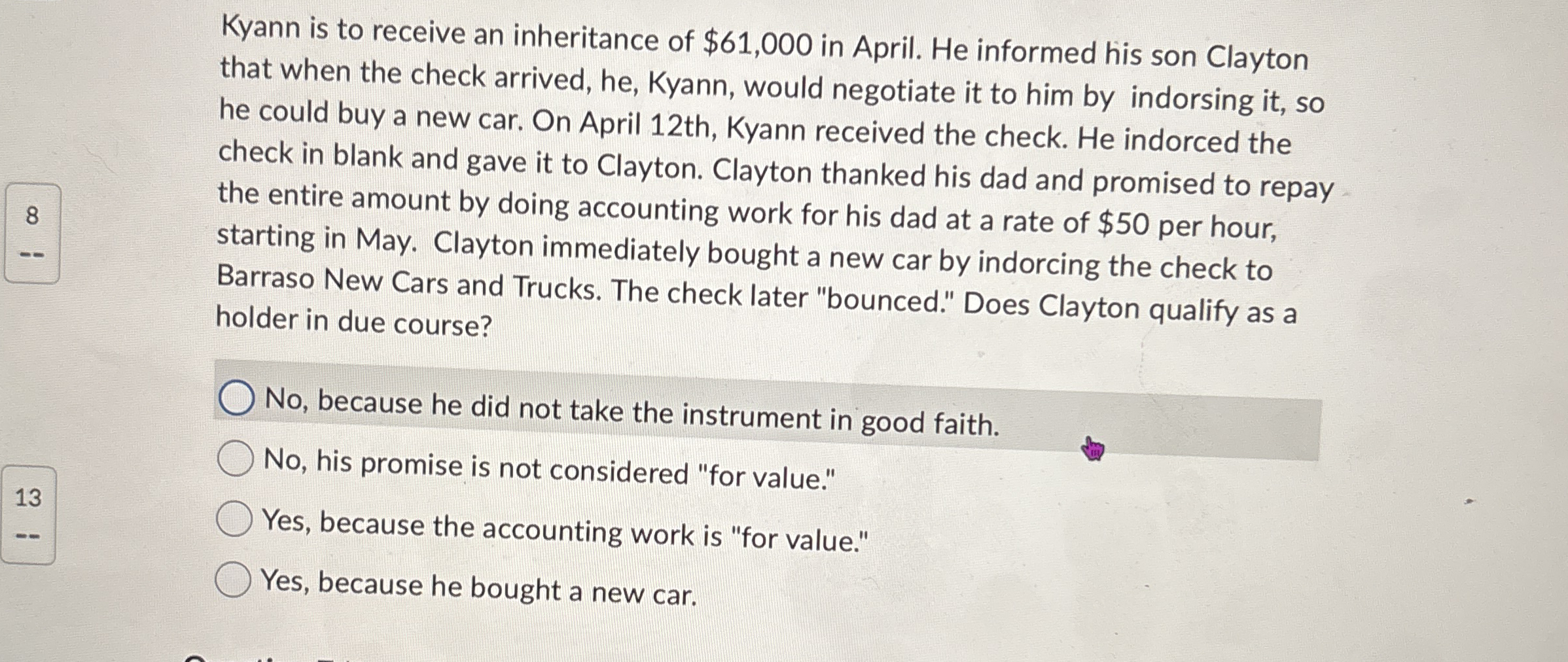 Kyann is to receive an inheritance of $ 6 1 , 0 0