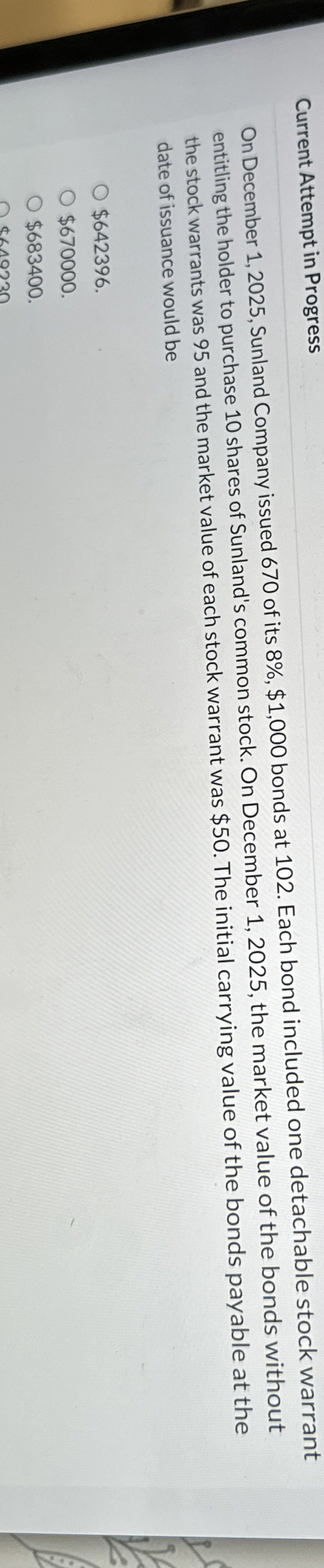 Current Attempt in Progress On December 1 , 2 0 2