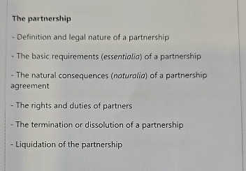 The partnership Definition and legal nature of a