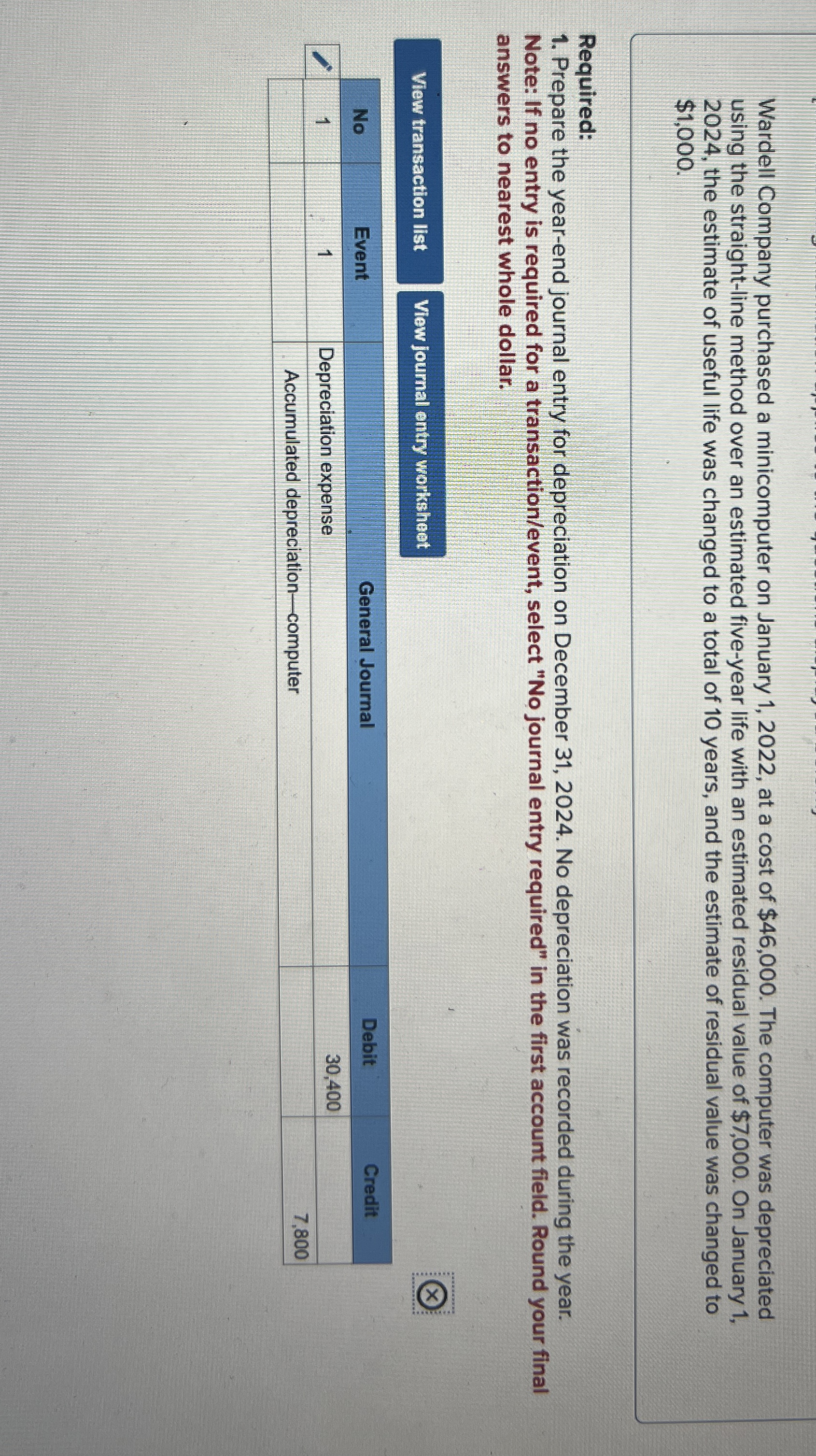 Wardell Company purchased a minicomputer on