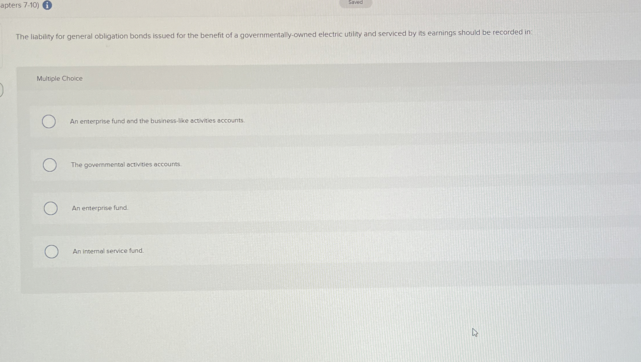 apters 7 - 1 0 ) i Saved The liability for