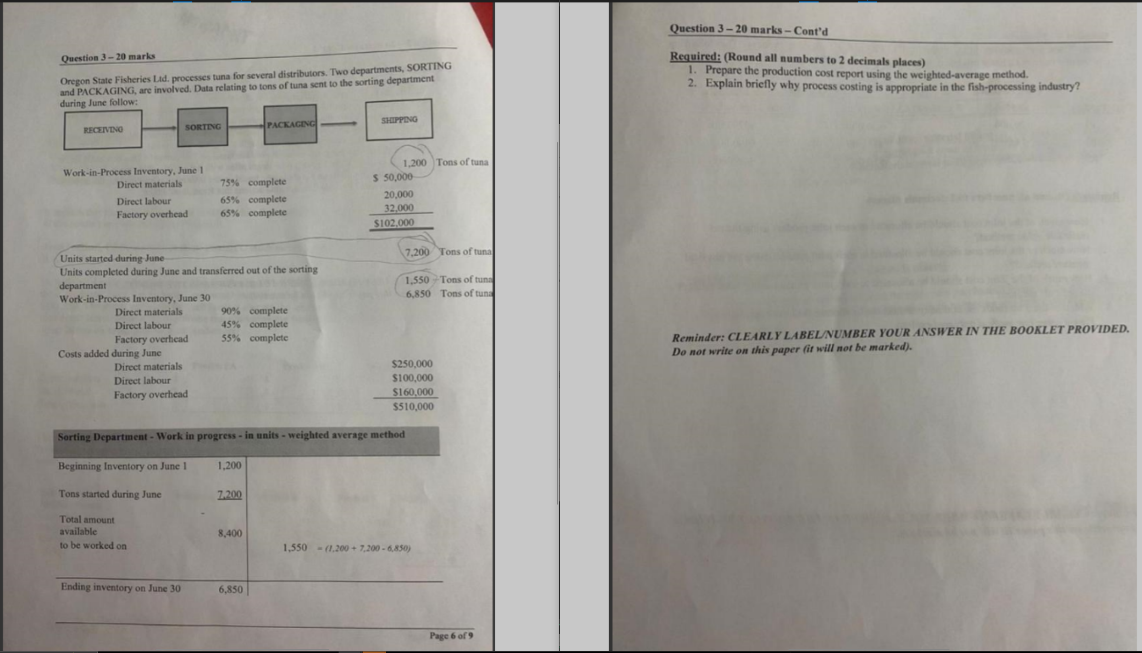 Question 3 - 2 0 marks - Cont'd Required: ( Round
