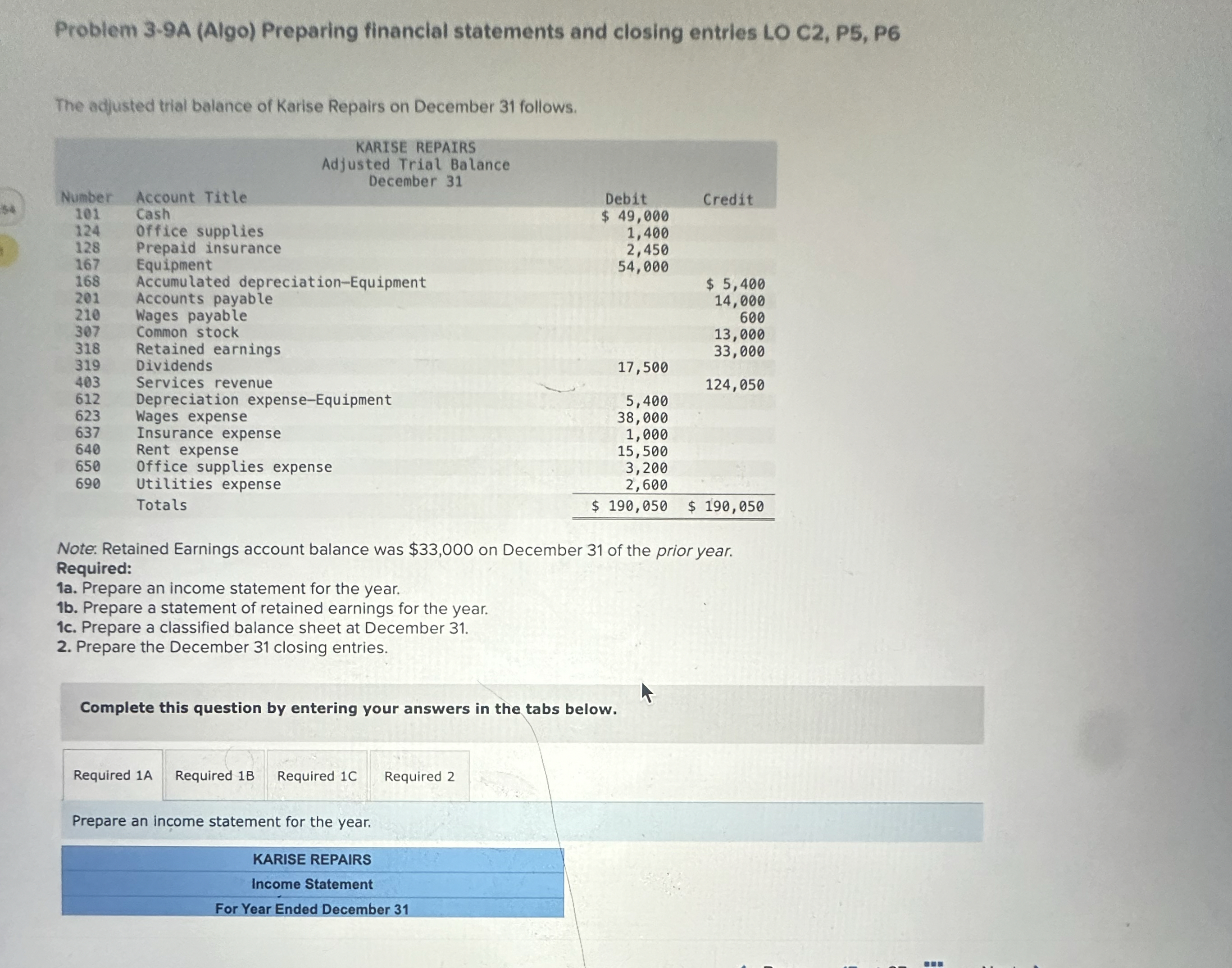 Problem 3 - 9 A ( Algo ) Preparing financial
