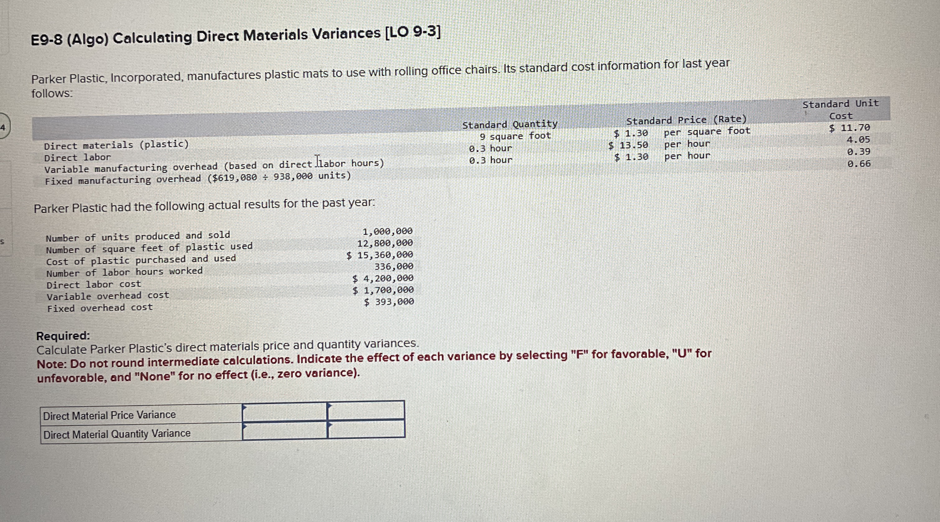 E 9 - 8 ( Algo ) Calculating Direct Materials