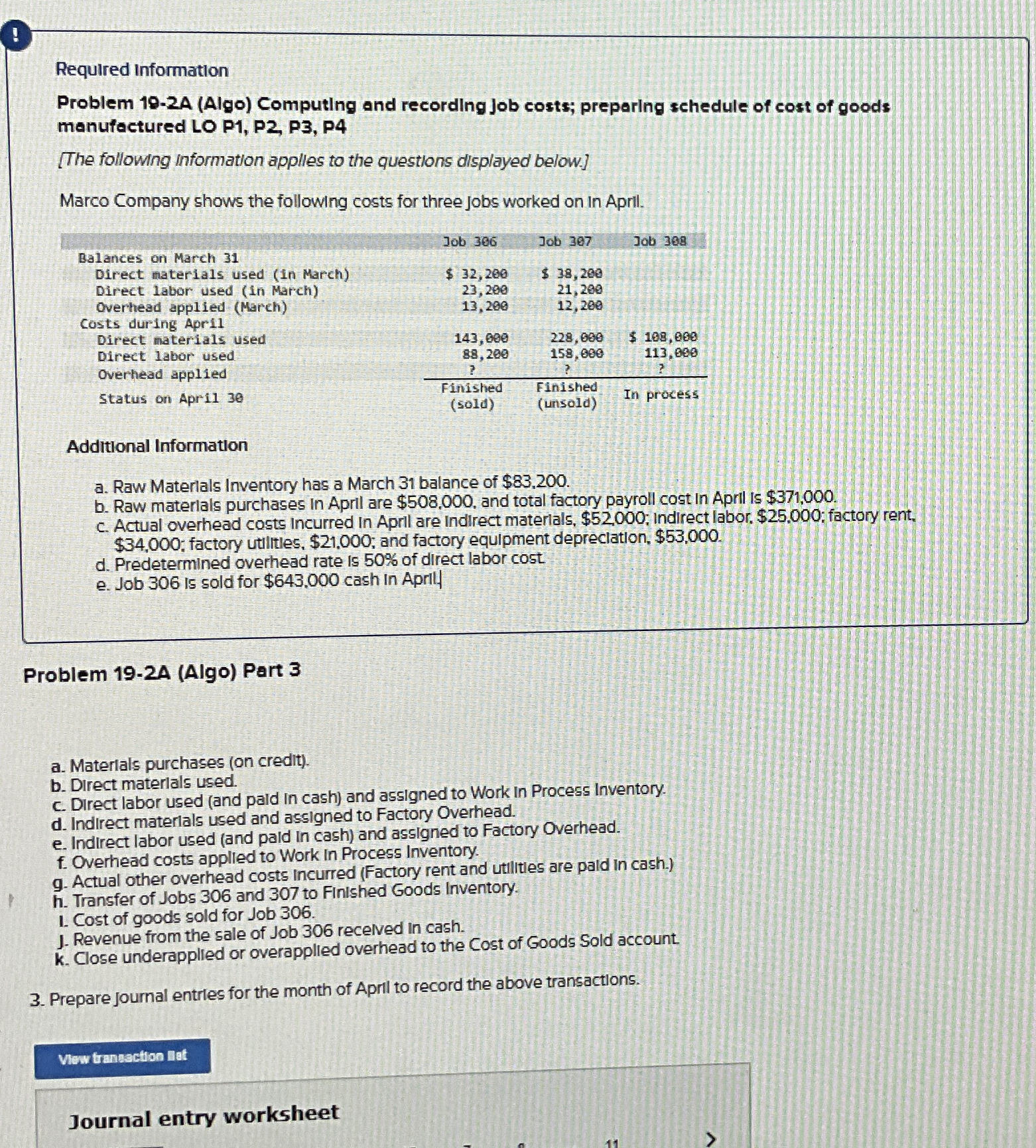 ! Required information Problem 1 9 - 2 A ( Algo )