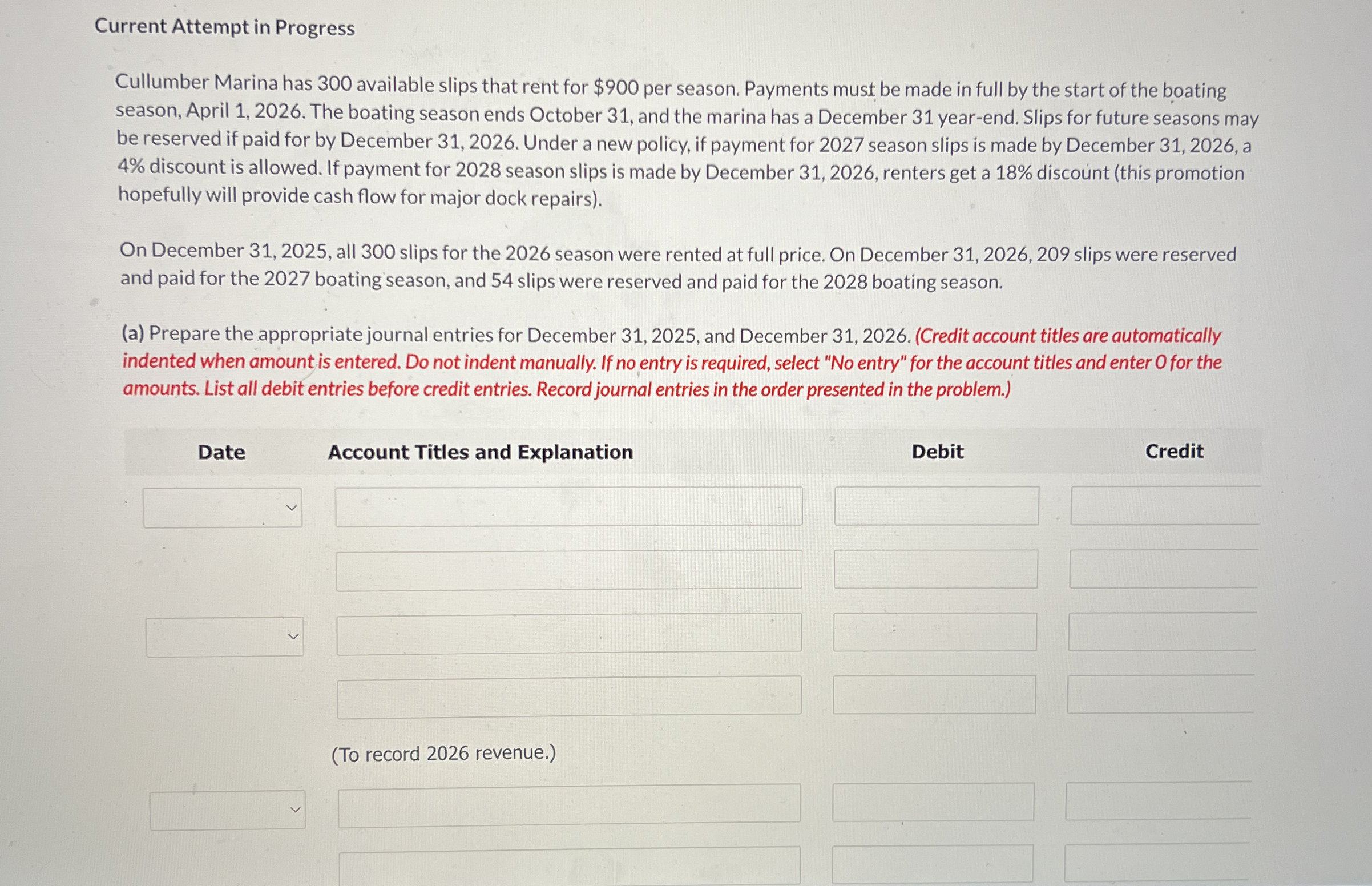 Current Attempt in Progress Cullumber Marina has