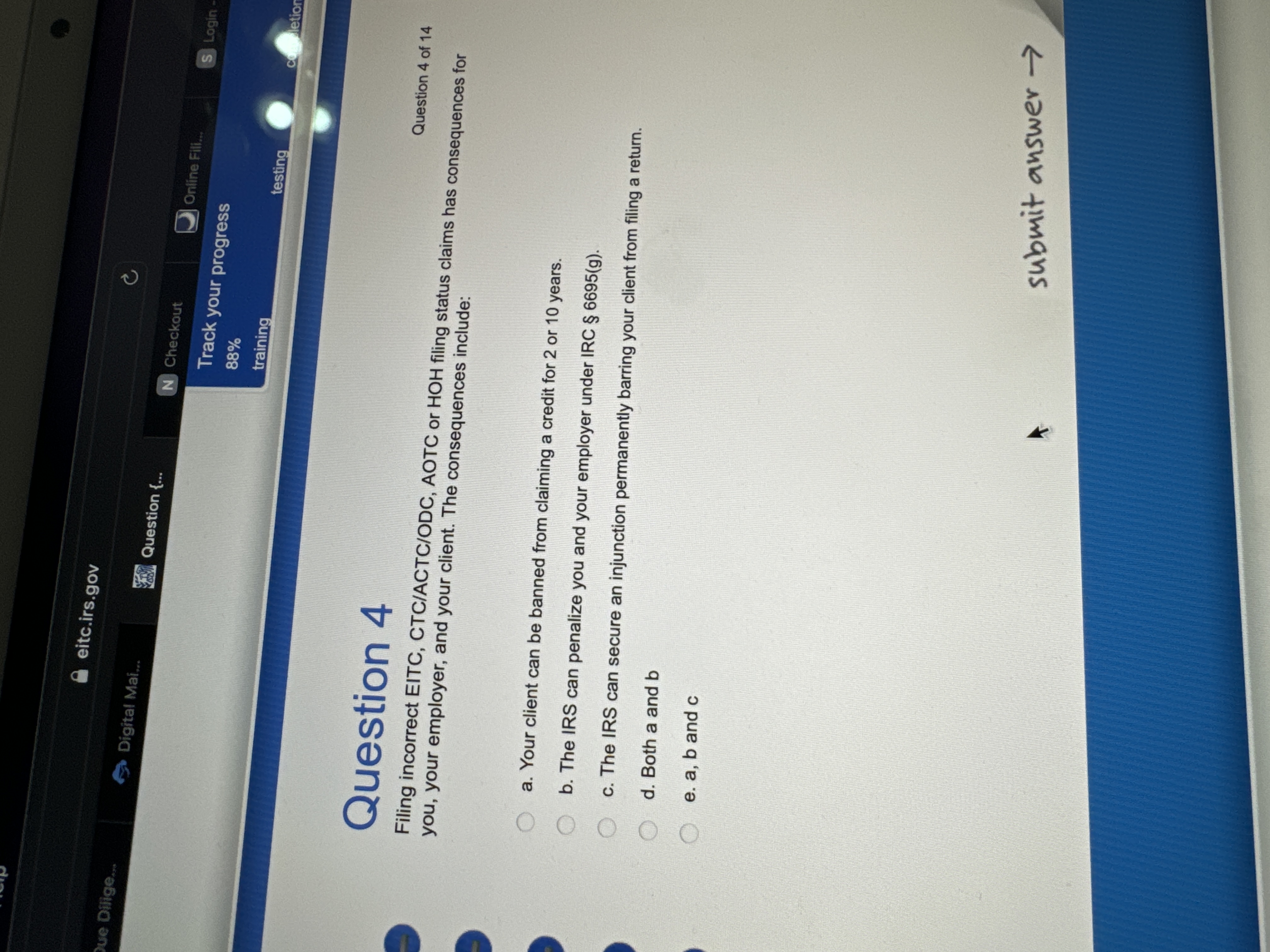 Question 4 Filing incorrect EITC, CTC / ACTC /
