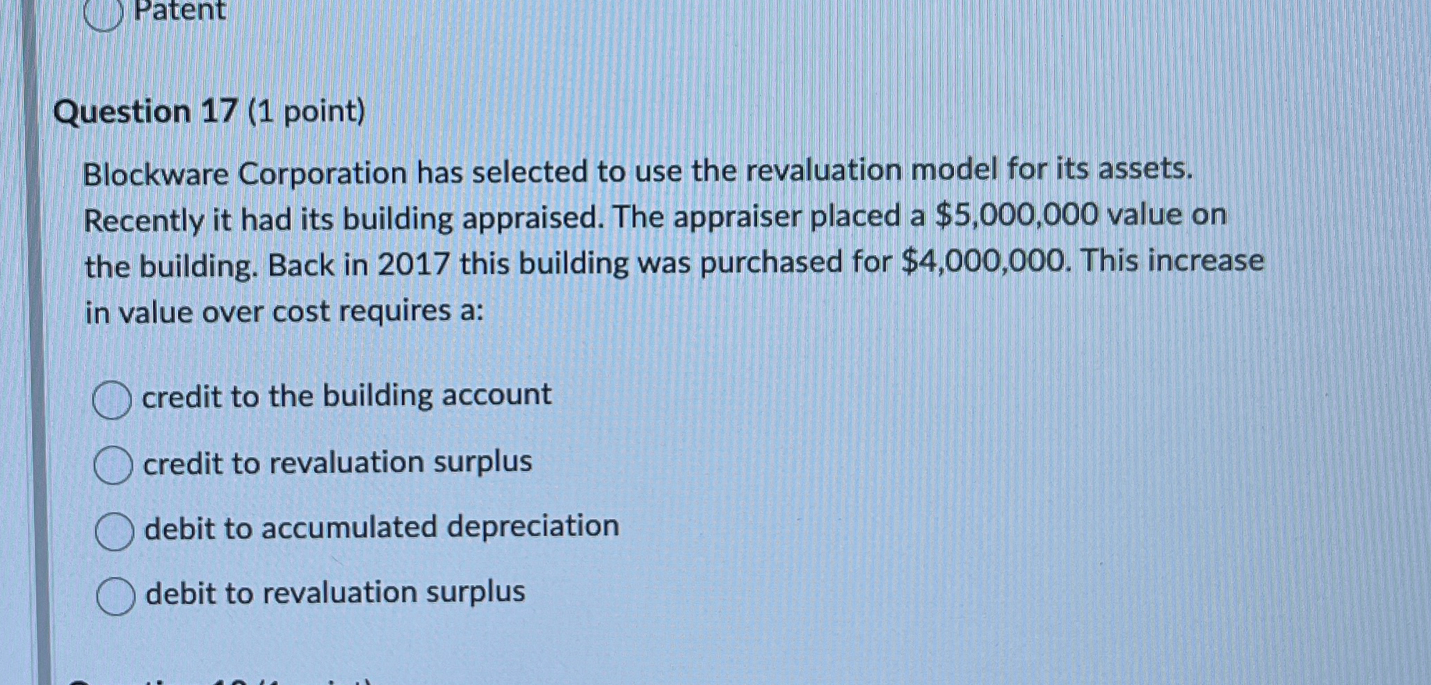 Patent Question 1 7 ( 1 point ) Blockware