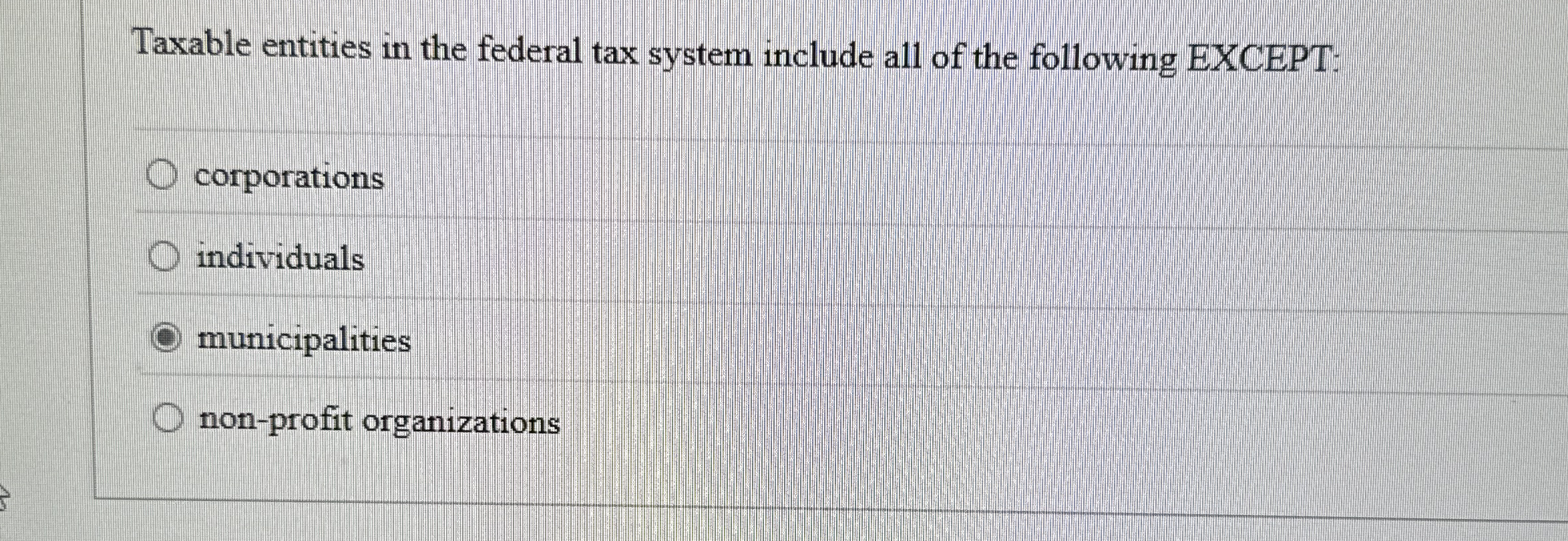 Taxable entities in the federal tax system