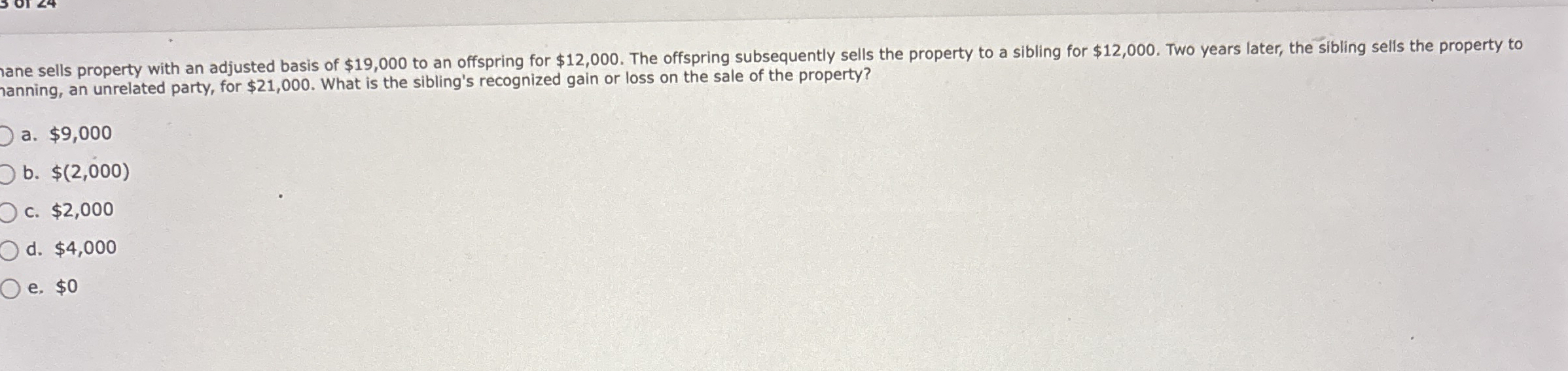 rane sells property with an adjusted basis of $ 1