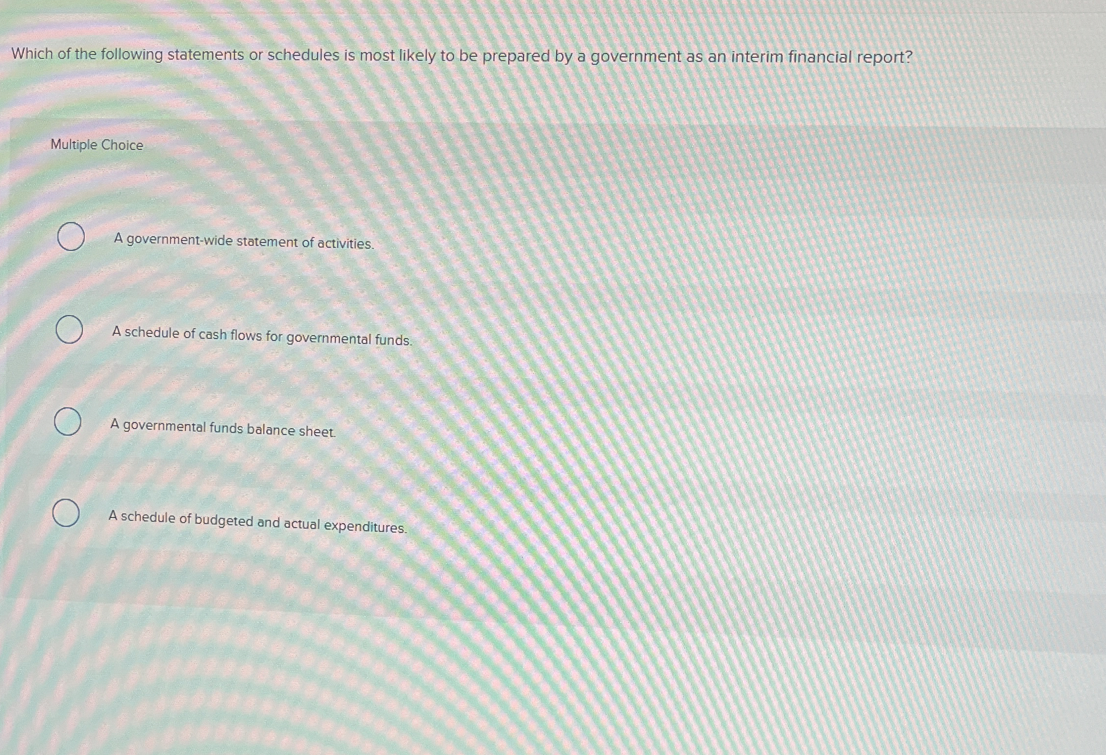 Which of the following statements or schedules is