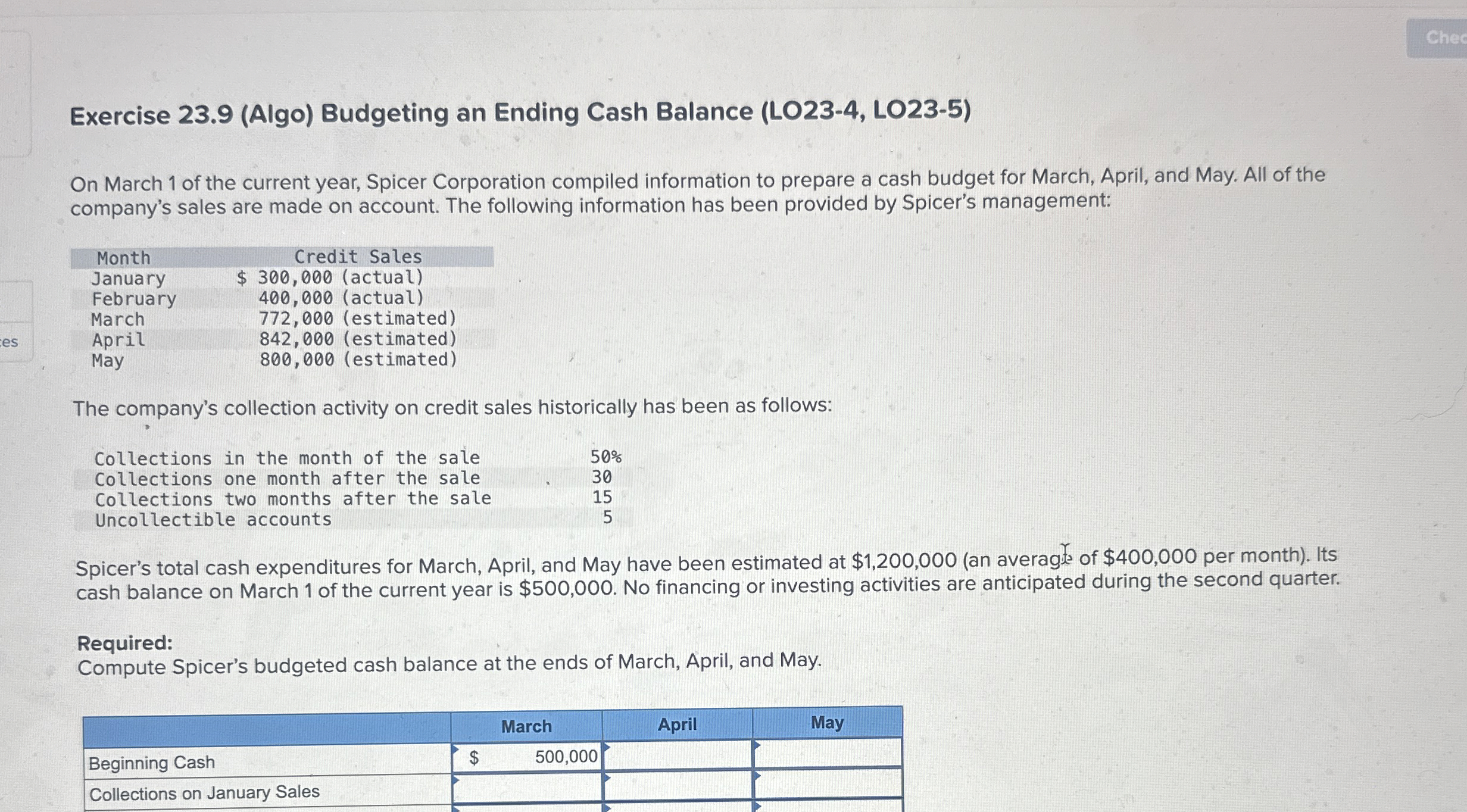 Exercise 2 3 . 9 ( Algo ) Budgeting an Ending