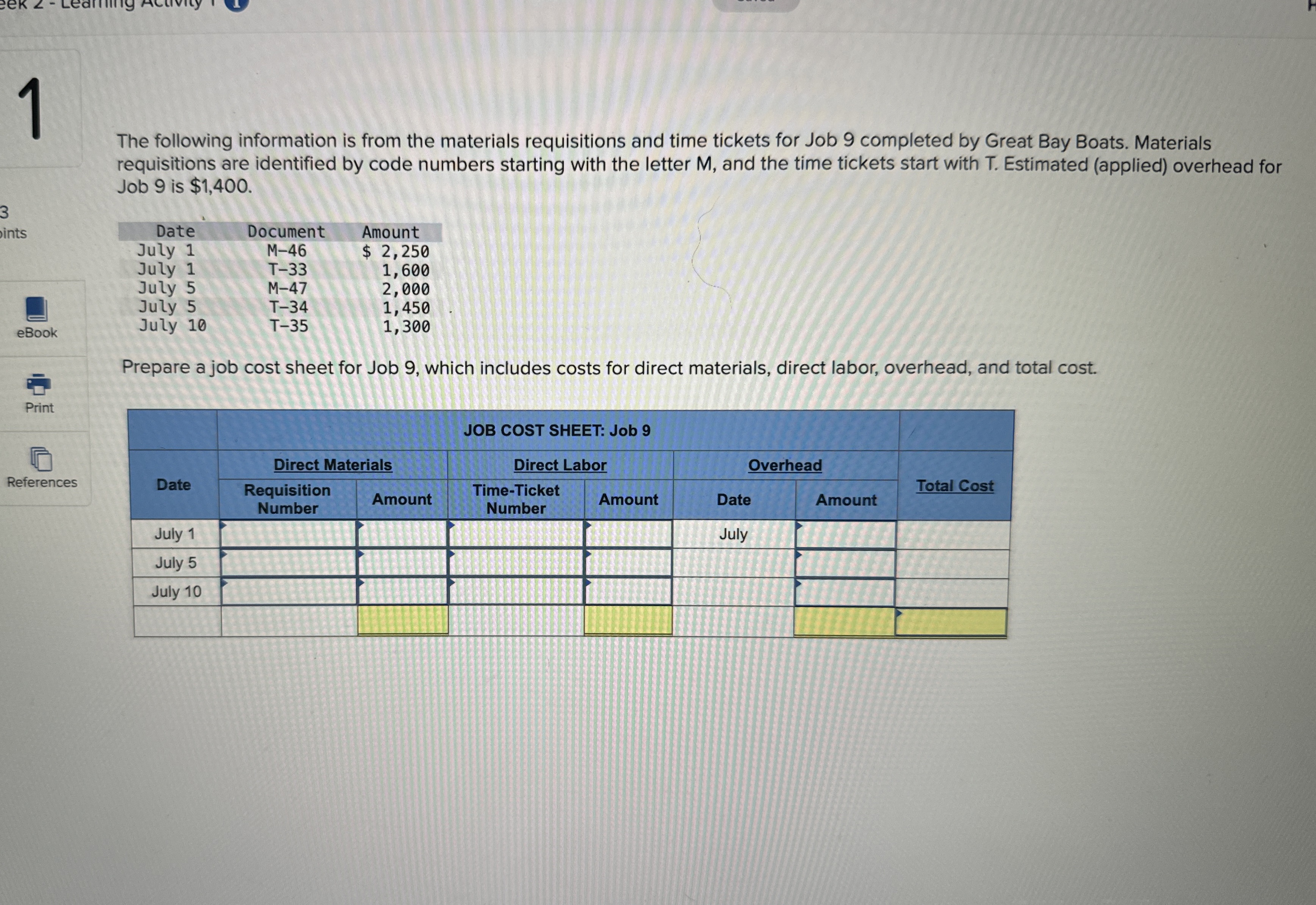 1 The following information is from the materials