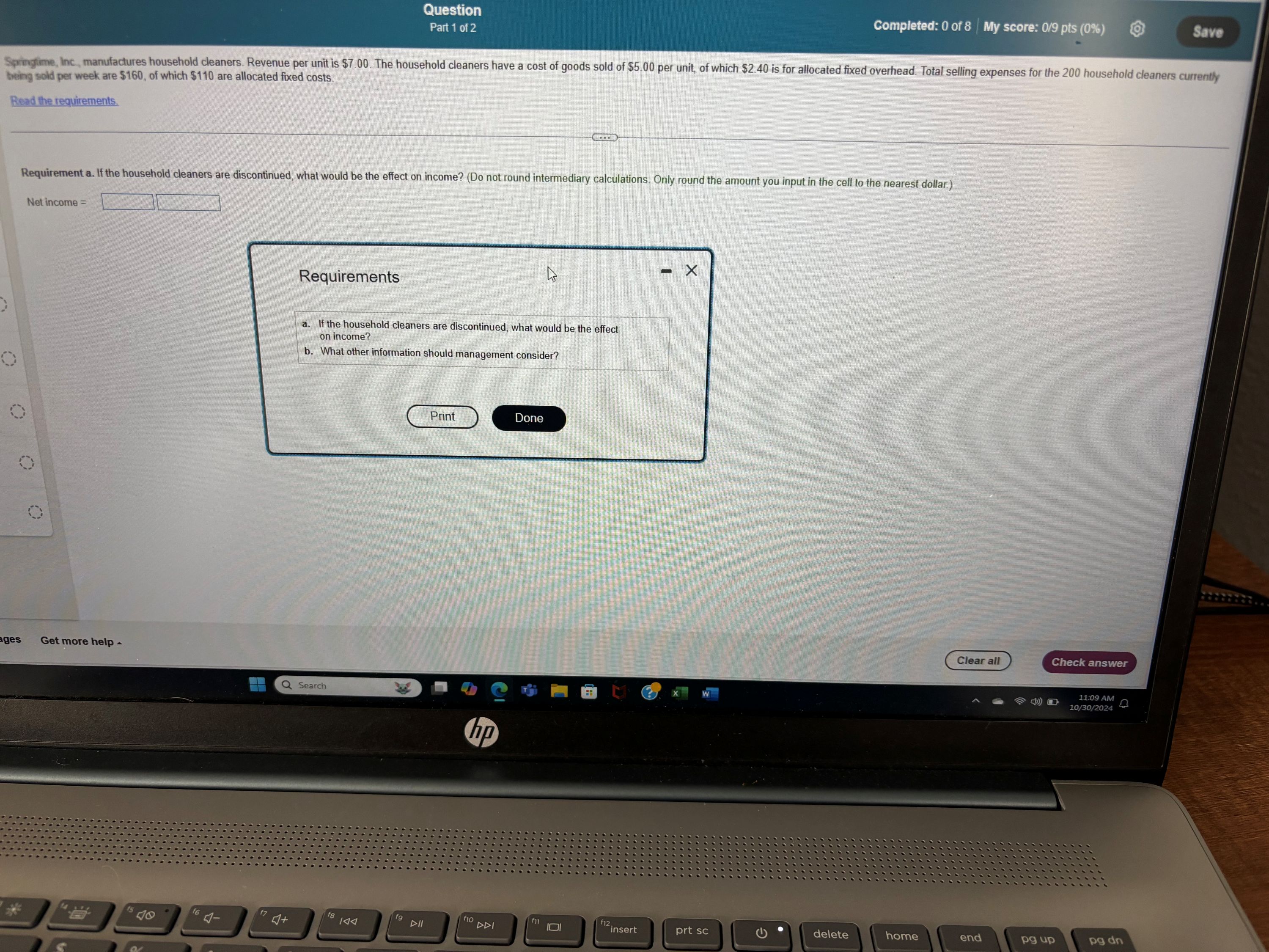 a . If the household cleaners are discontinued,