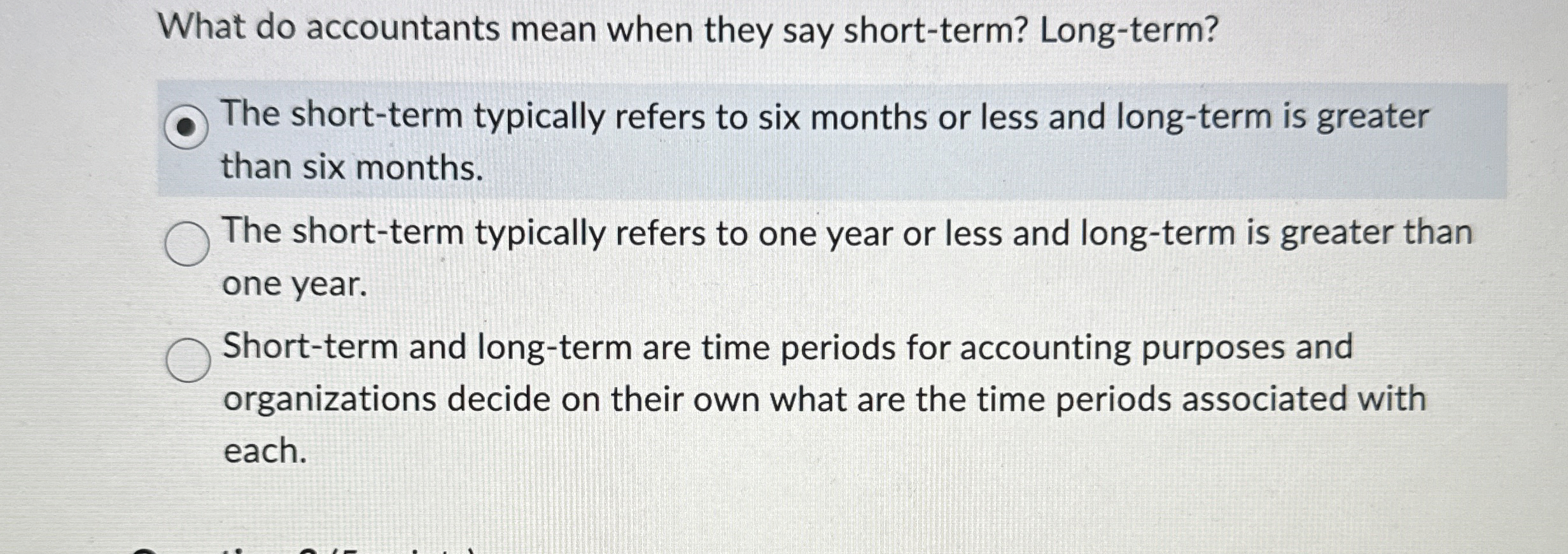 What do accountants mean when they say short -