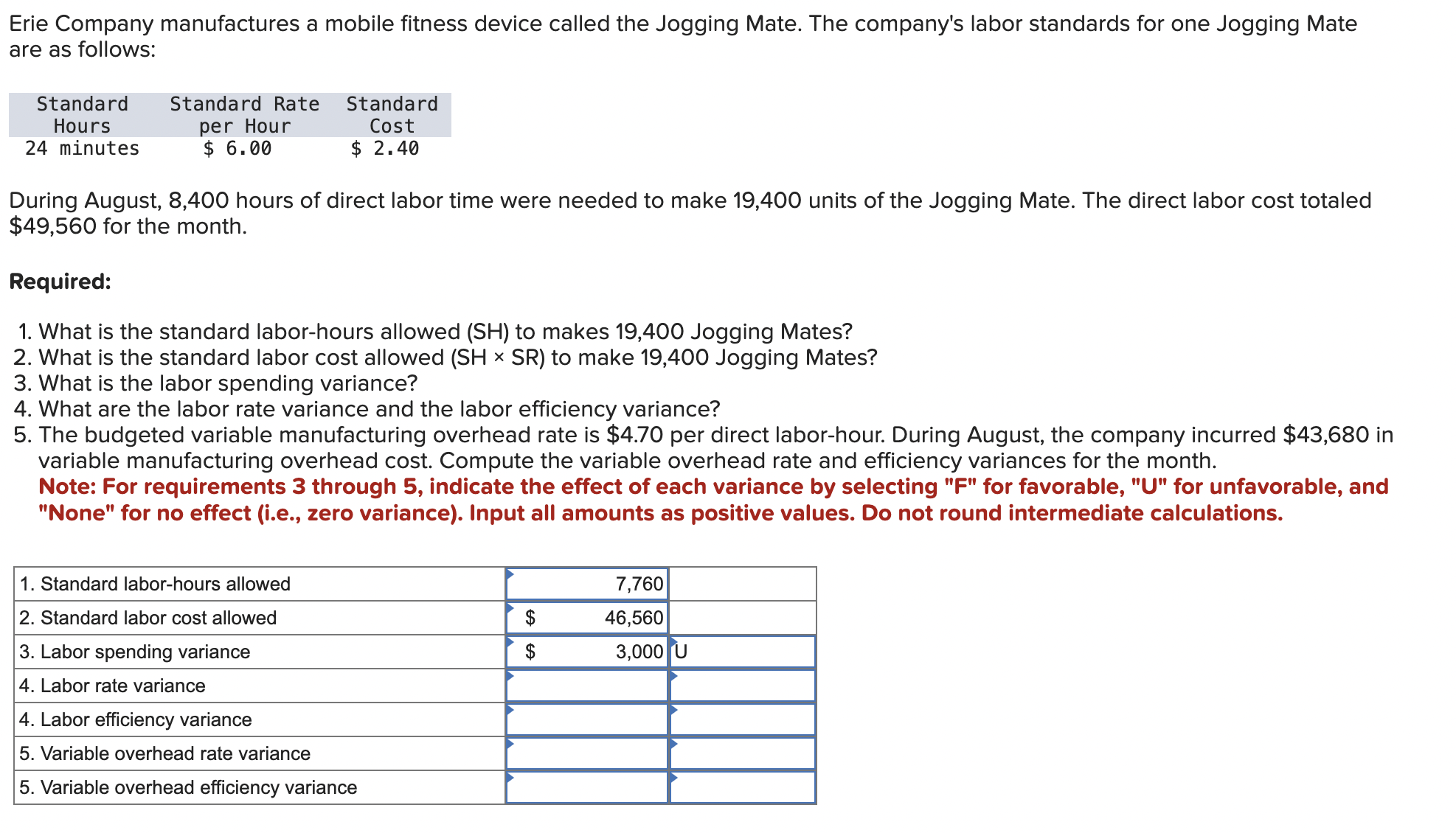 Erie Company manufactures a mobile fitness device